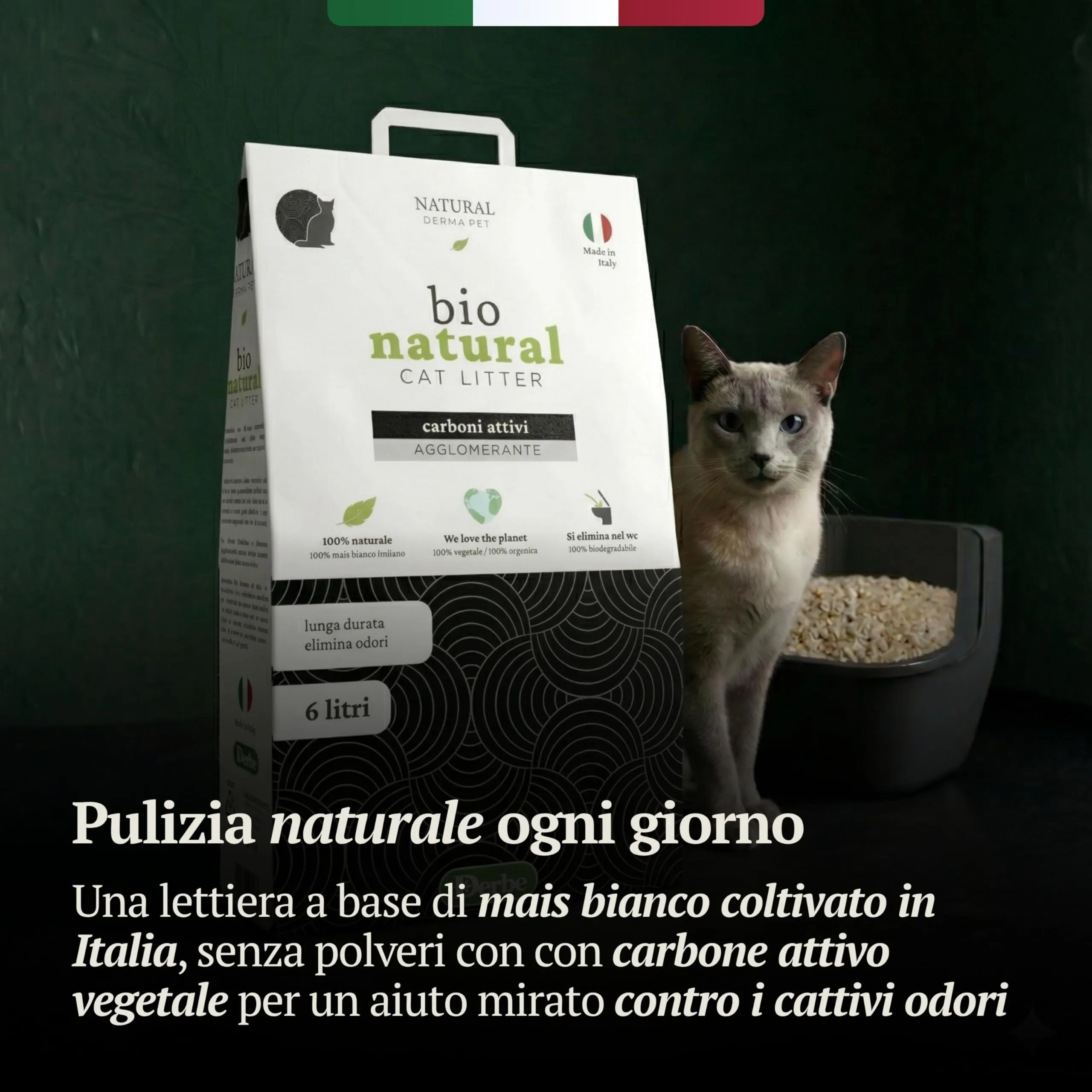 Natural Derma Pet Lettiera Gatto Agglomerante Carboni Attivi da 6 L - immagine 2