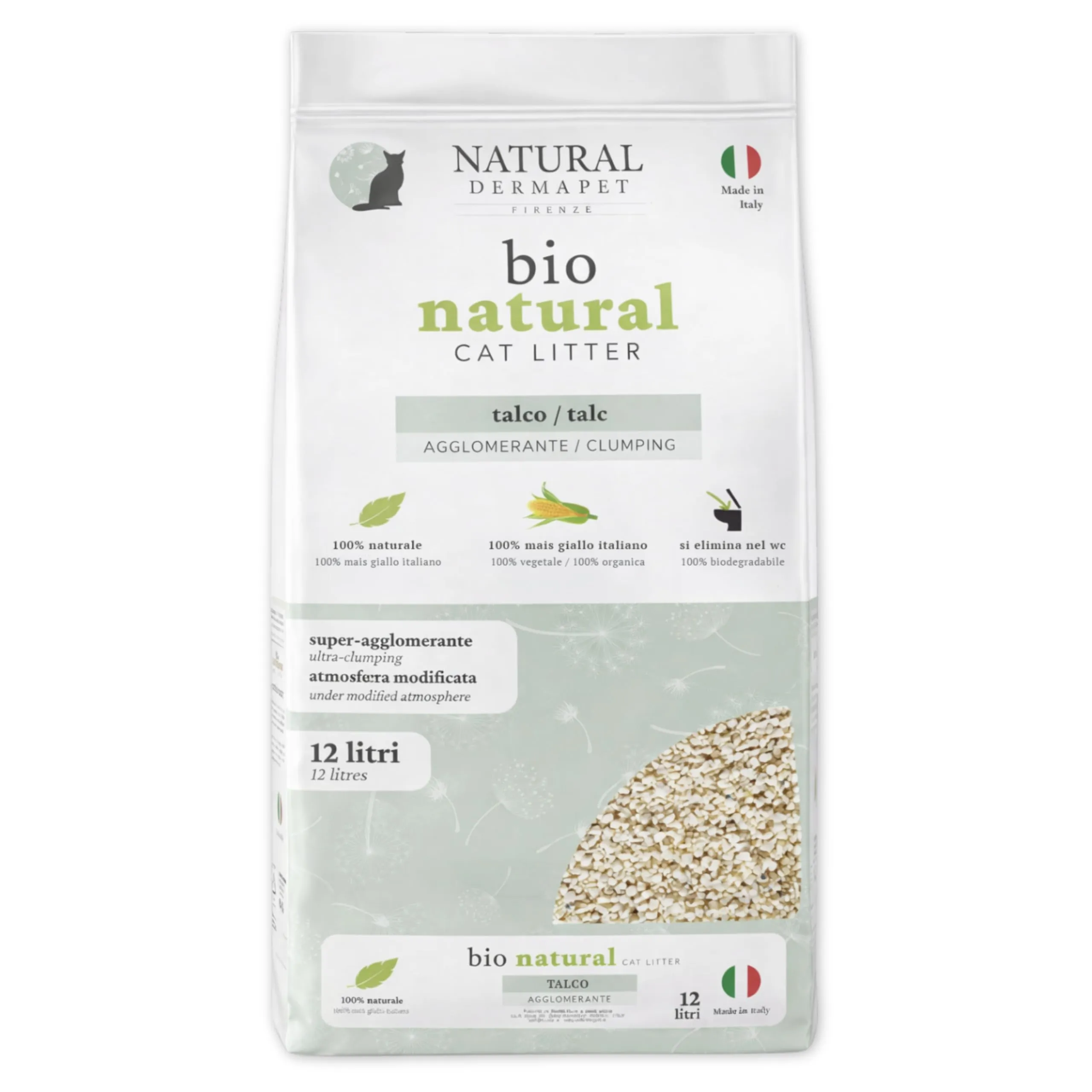 Natural Derma Pet Lettiera Gatto Agglomerante al Mais Giallo - Talco - 12 L - immagine 1