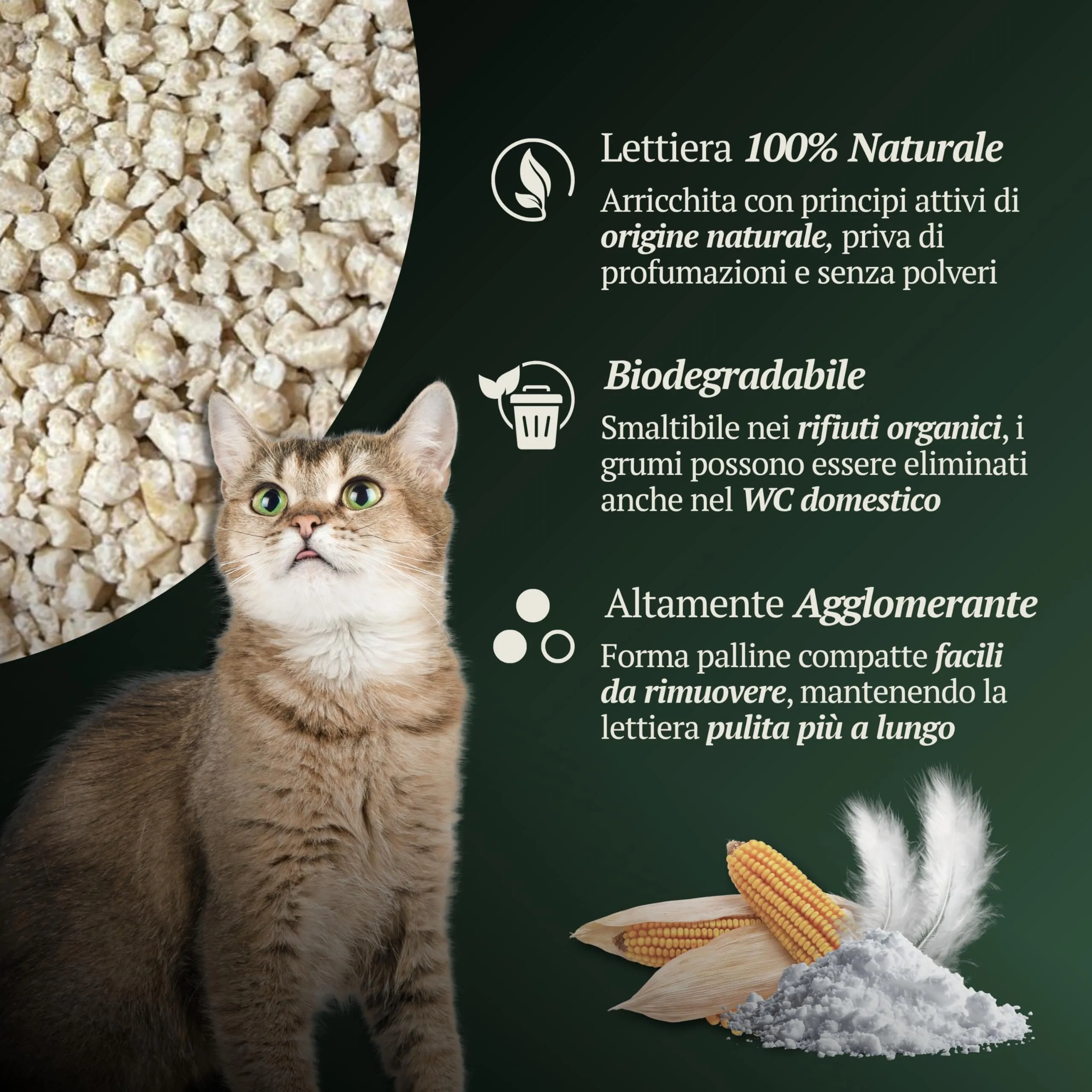 Natural Derma Pet Lettiera Gatto Agglomerante al Mais Giallo - Talco - 12 L - immagine 3