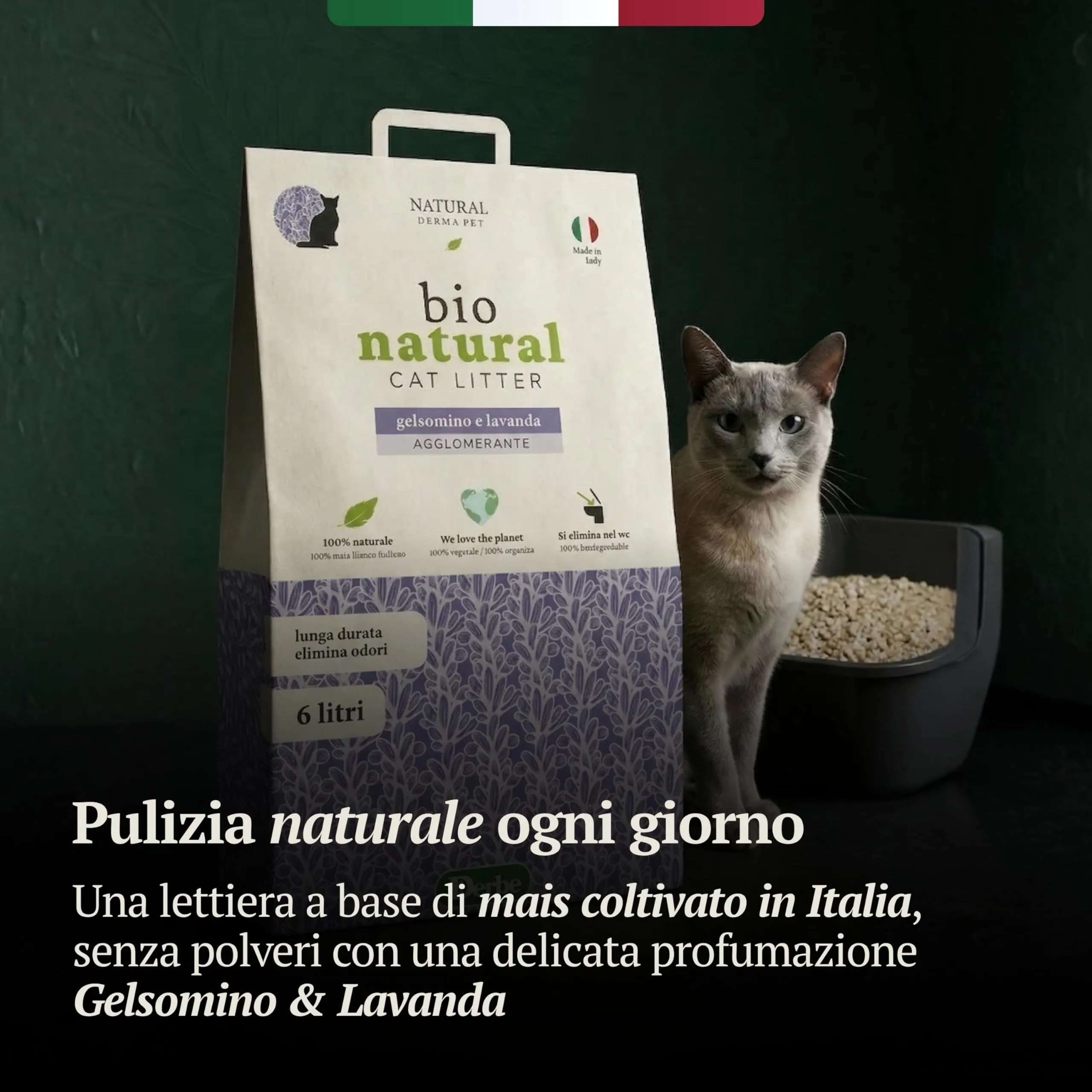 Natural Derma Pet Lettiera Gatto Agglomerante Gelsomino e Lavanda da 6 L - immagine 2