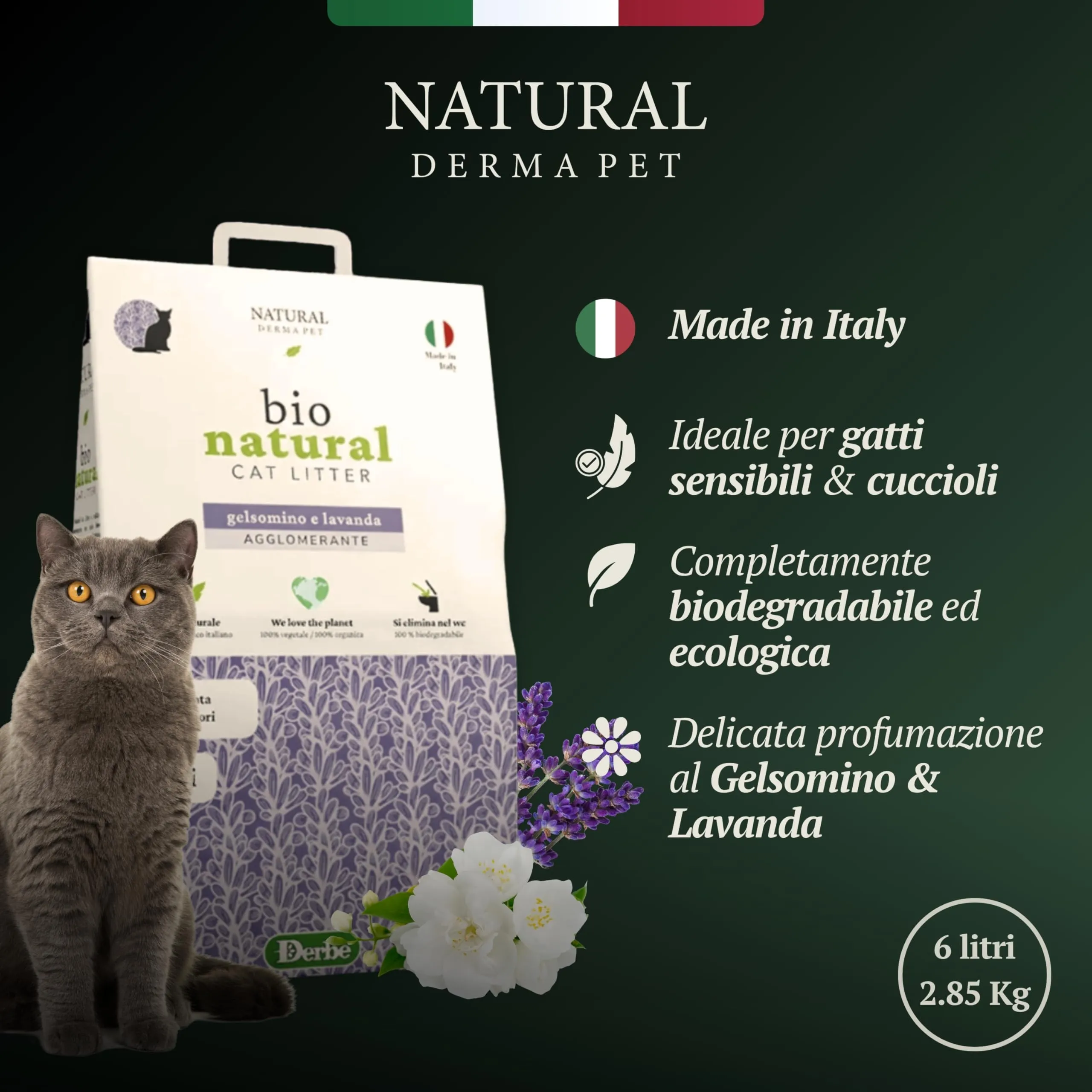 Natural Derma Pet Lettiera Gatto Agglomerante Gelsomino e Lavanda da 6 L - immagine 6