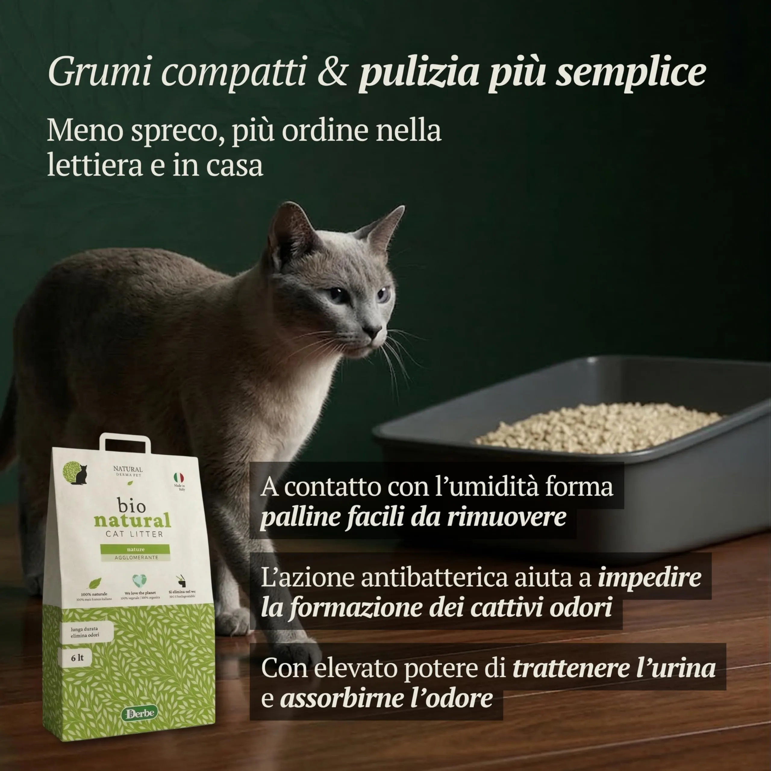 Natural Derma Pet Lettiera Gatto Agglomerante al Mais da 6 L - immagine 4