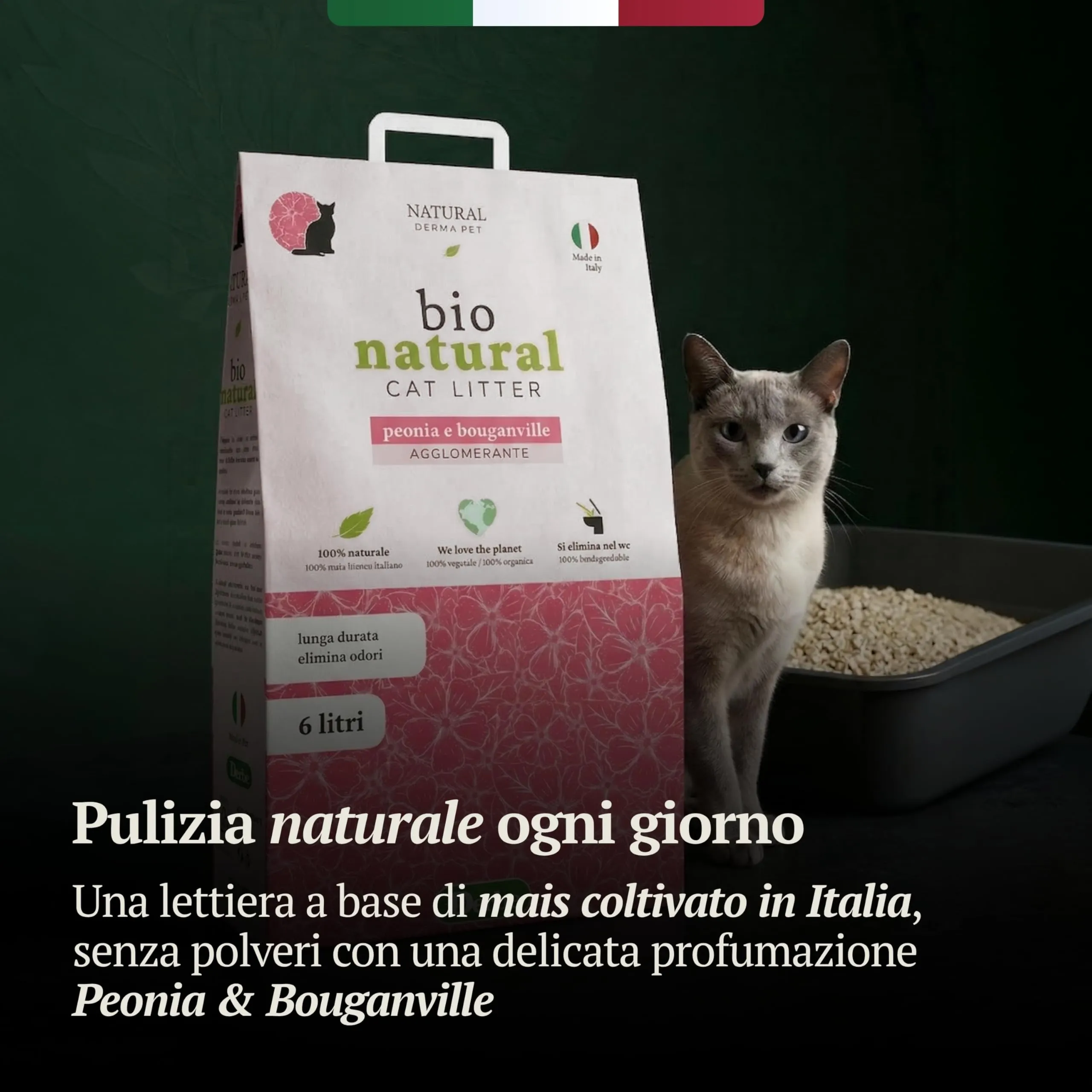 Natural Derma Pet Lettiera Gatto Agglomerante Peonia e Bouganville da 6 L - immagine 2