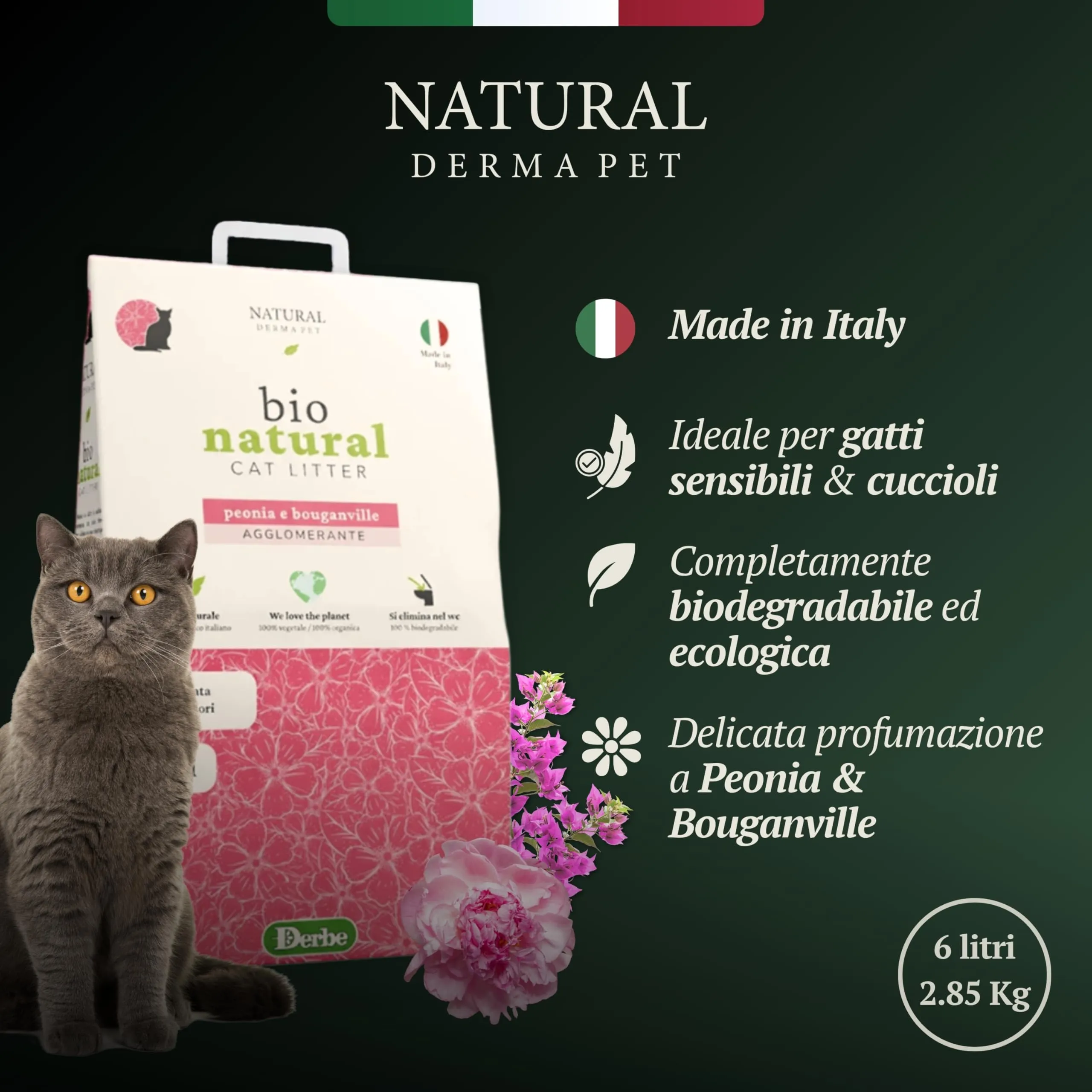 Natural Derma Pet Lettiera Gatto Agglomerante Peonia e Bouganville da 6 L - immagine 6