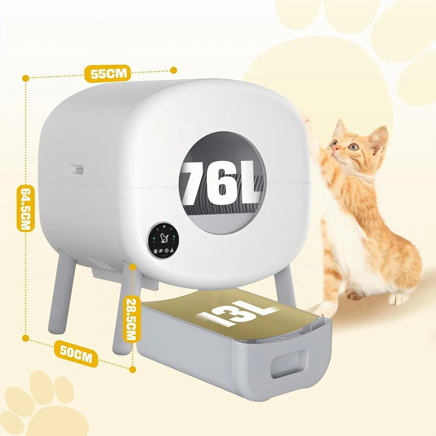 Lettiera Gatto Autopulente, Grande Capacità 76 Litri - immagine 2