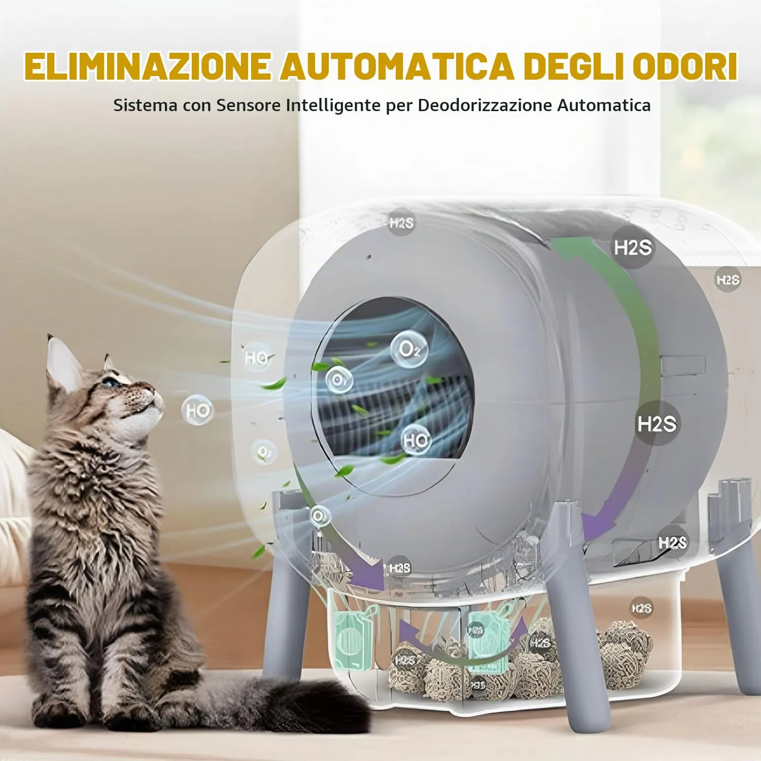 Lettiera Gatto Autopulente, Grande Capacità 76 Litri - immagine 6