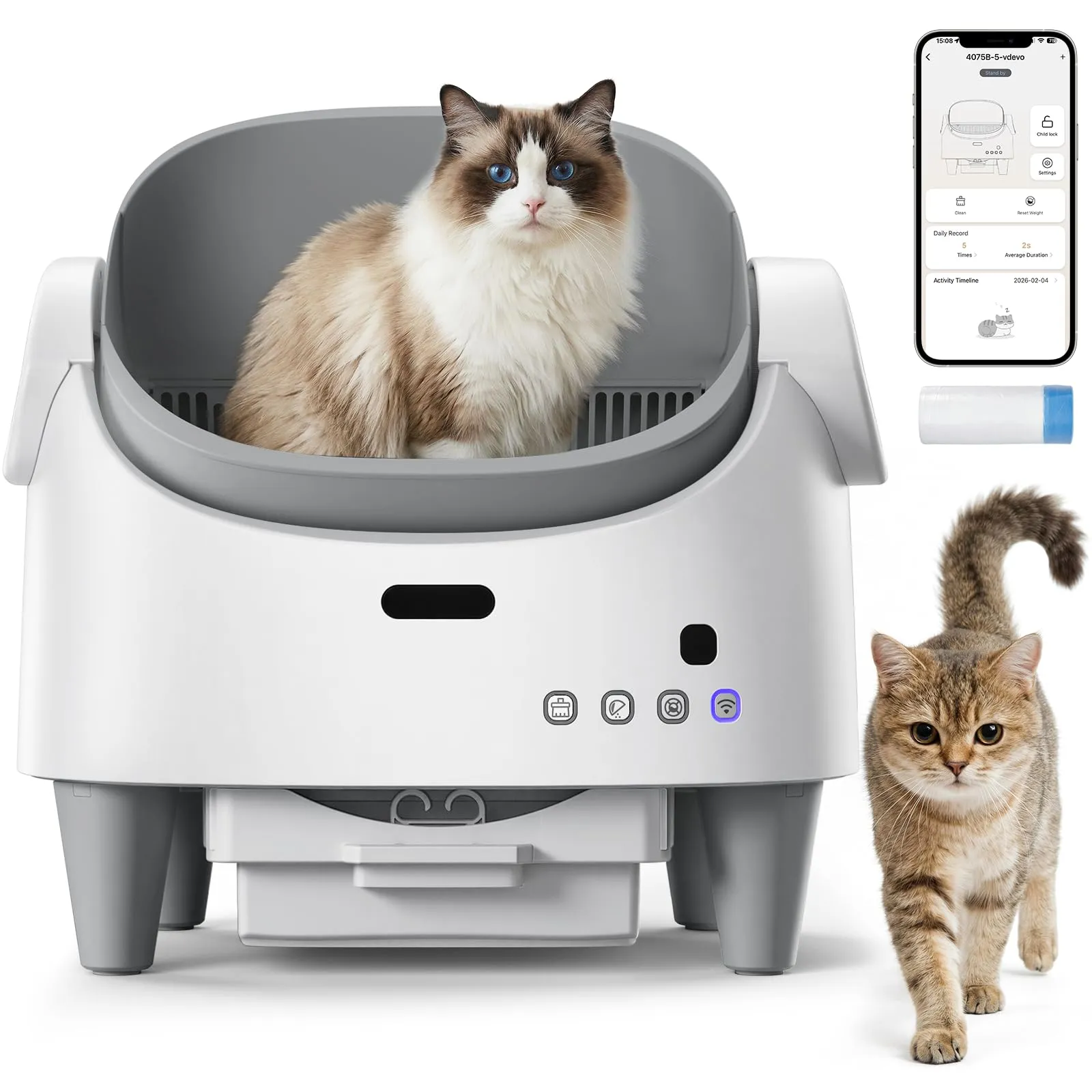 Lettiera Gatto Autopulente Aperta XXL Con APP, Capacità Massima, 73 L Lettiera Automatica Per Gatti, Lettiera Con Triplo Sensore Di Sicurezza, Ampio Spazio,Adatta a Famiglie Con Più Gatti - immagine 1