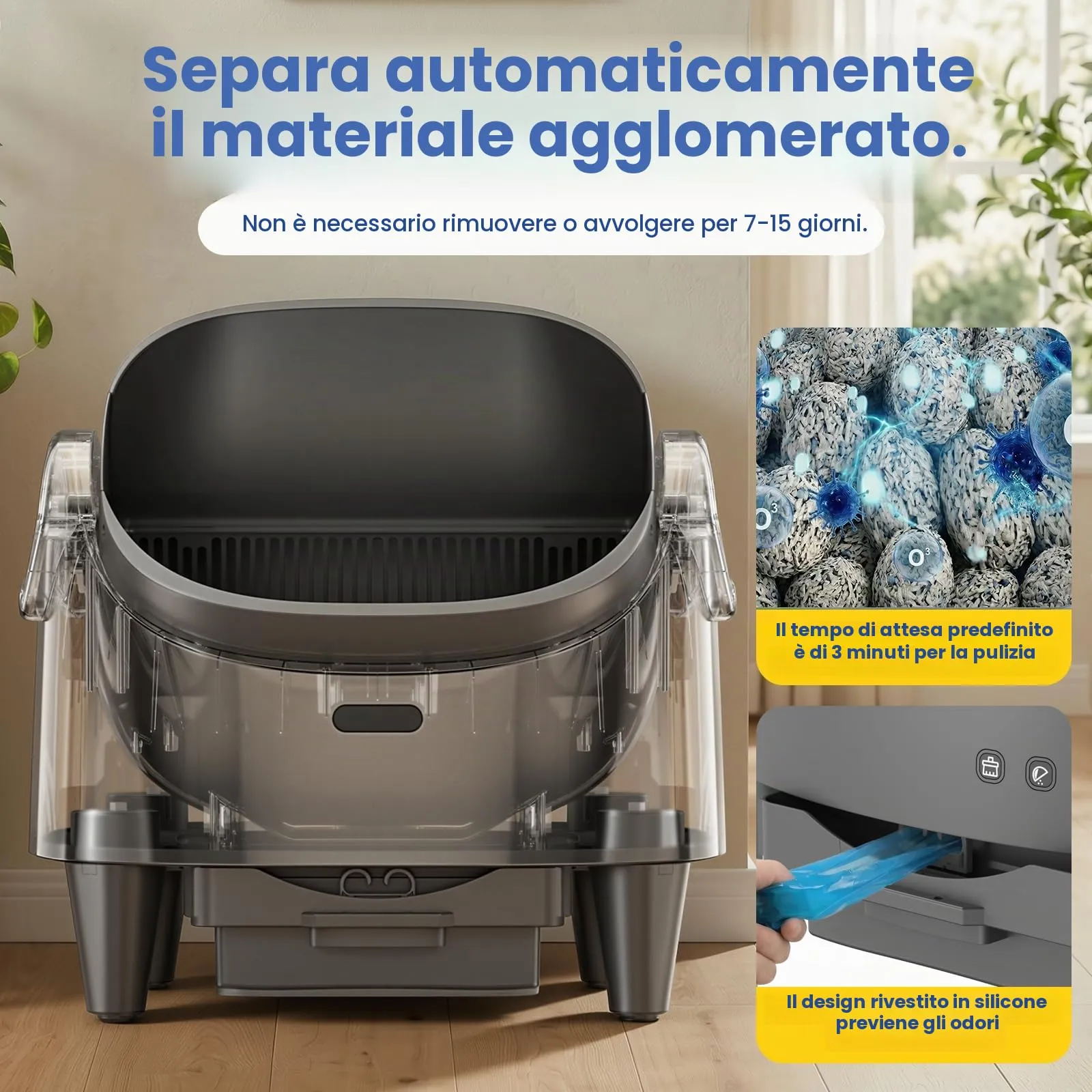 Lettiera Gatto Autopulente Aperta XXL Con APP, Capacità Massima, 73 L Lettiera Automatica Per Gatti, Lettiera Con Triplo Sensore Di Sicurezza, Ampio Spazio,Adatta a Famiglie Con Più Gatti - immagine 7