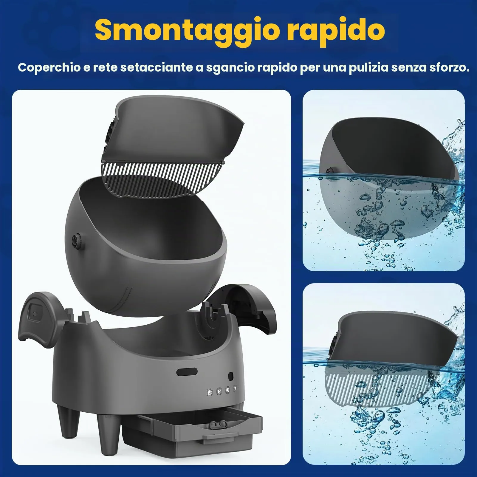 Lettiera Gatto Autopulente Aperta XXL Con APP, Capacità Massima, 73 L Lettiera Automatica Per Gatti, Lettiera Con Triplo Sensore Di Sicurezza, Ampio Spazio,Adatta a Famiglie Con Più Gatti - immagine 9