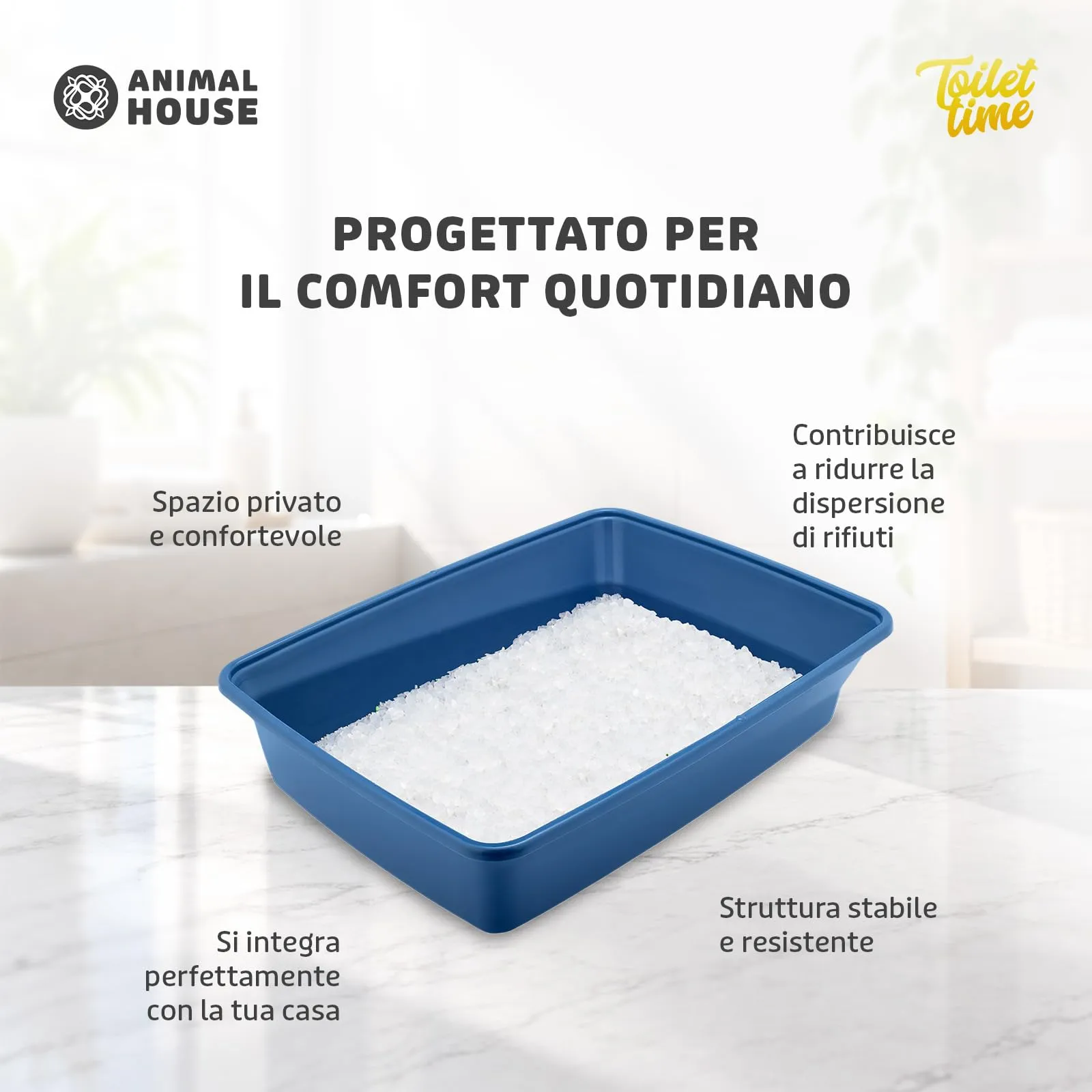 Animal House Lettiera per Gatti Lunis Senza Bordo, Vaschetta M - immagine 3