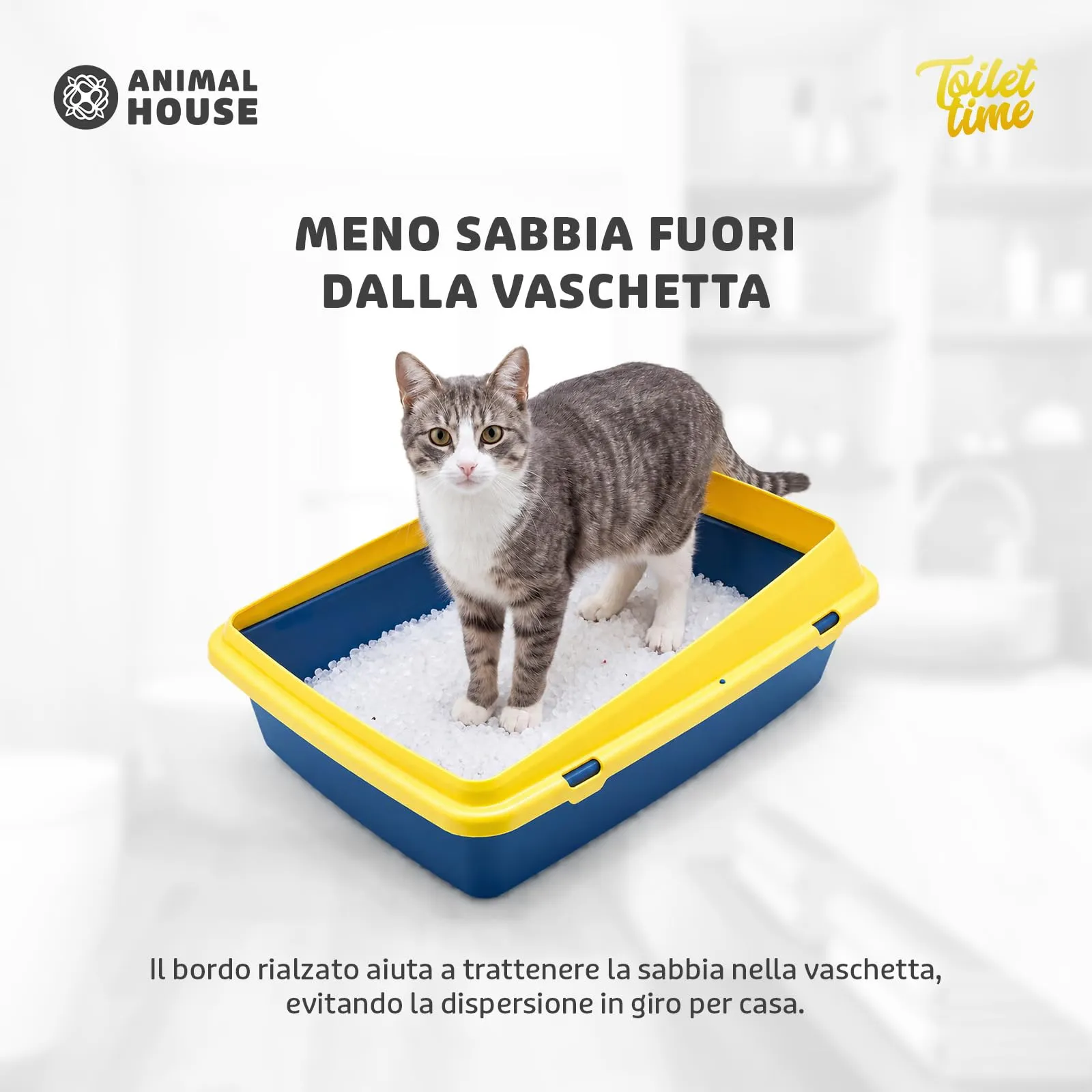 Animal House Lettiera per Gatti Lunis Con Bordo, Vaschetta M - immagine 6