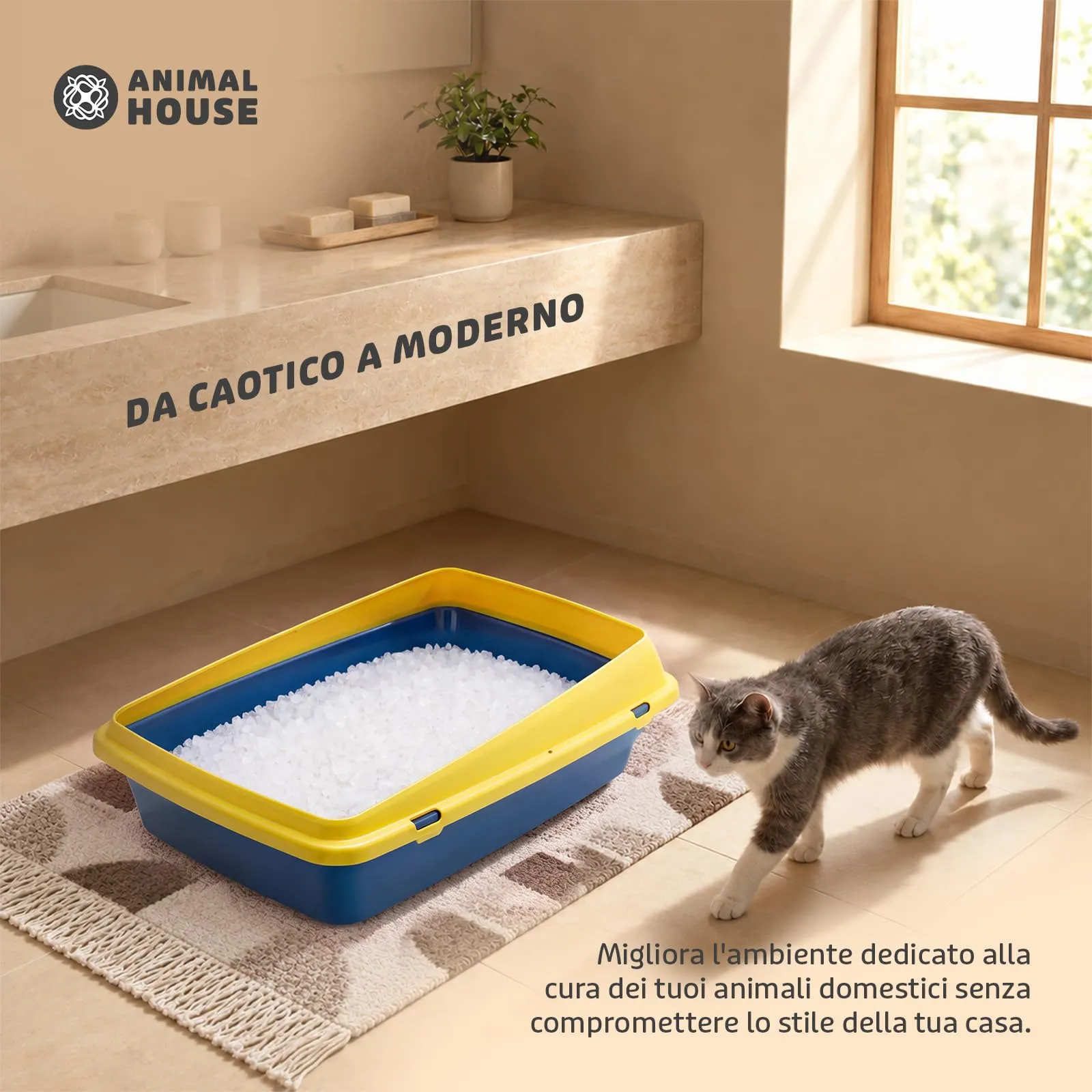 Animal House Lettiera per Gatti Lunis Con Bordo, Vaschetta L - immagine 2