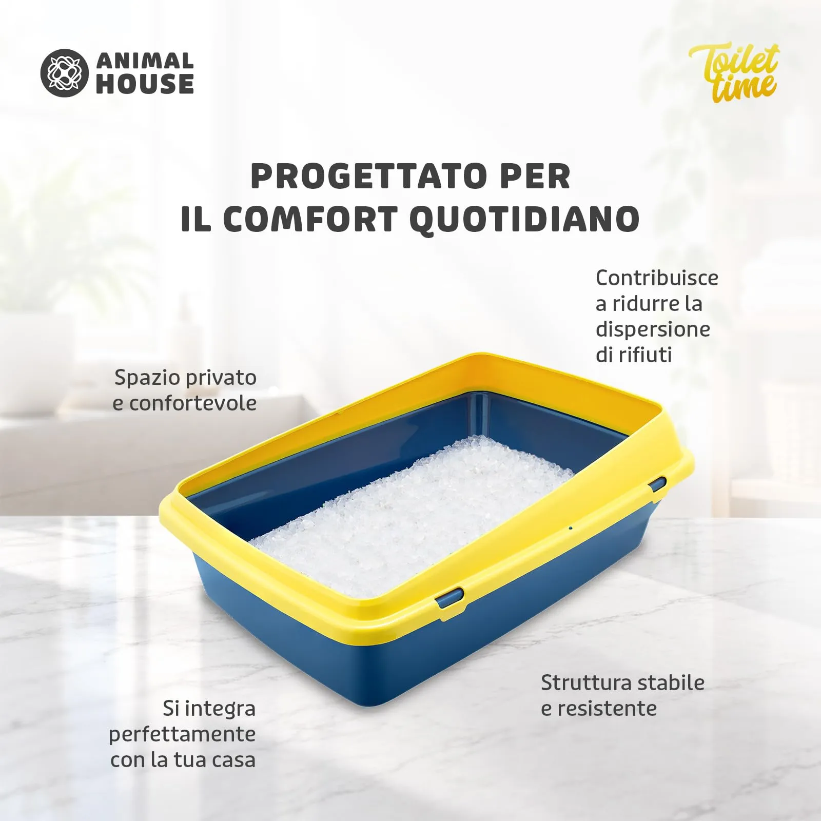 Animal House Lettiera per Gatti Lunis Con Bordo, Vaschetta L - immagine 3