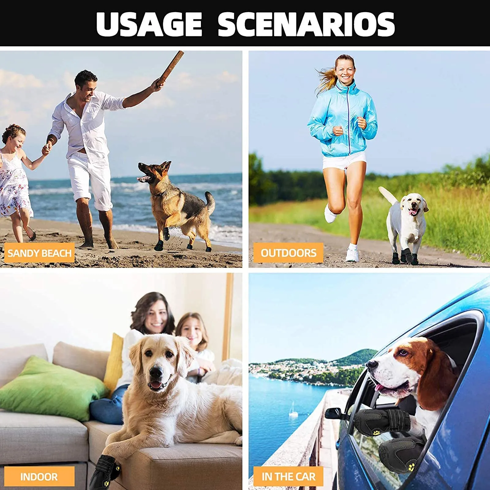 Havenfly 4 Pezzi Stivali per Cani,Scarpe Antiscivolo per Cani,Resistente Impermeabili con Cinghie Regolabili Riflettenti per Cani Media e Grande - immagine 7