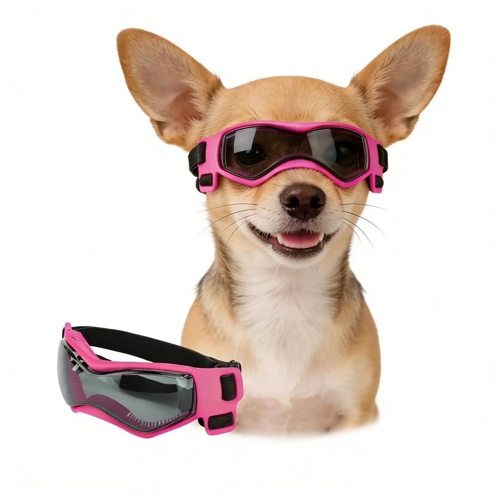 Enjoying Occhiali per Cani Taglia Piccola, Occhiali da Sole per Cucciolo Moto, Gatti Adulti Occhiali Cane, Protezione UV, Regolabile, Cool Rosa - immagine 1
