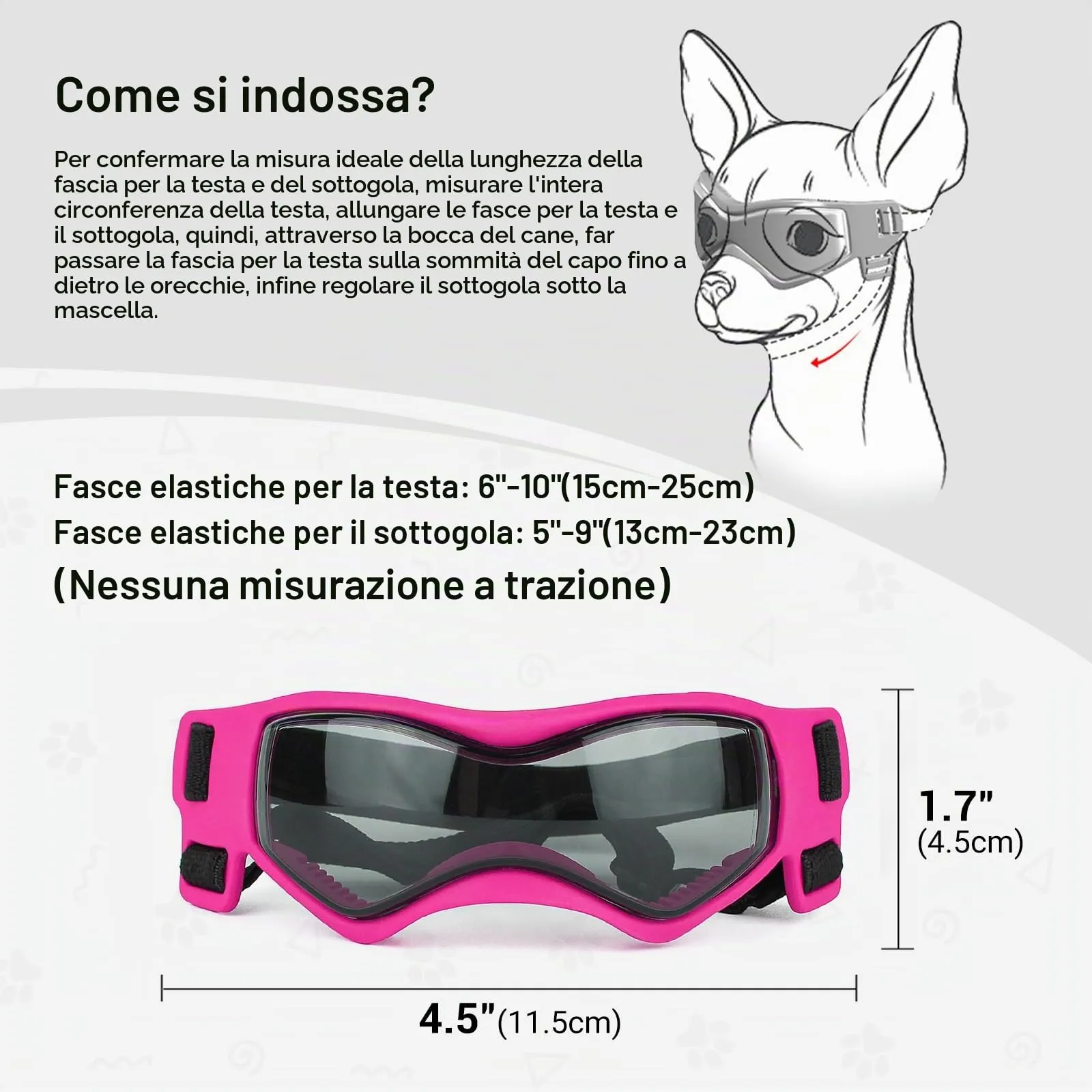 Enjoying Occhiali per Cani Taglia Piccola, Occhiali da Sole per Cucciolo Moto, Gatti Adulti Occhiali Cane, Protezione UV, Regolabile, Cool Rosa - immagine 4