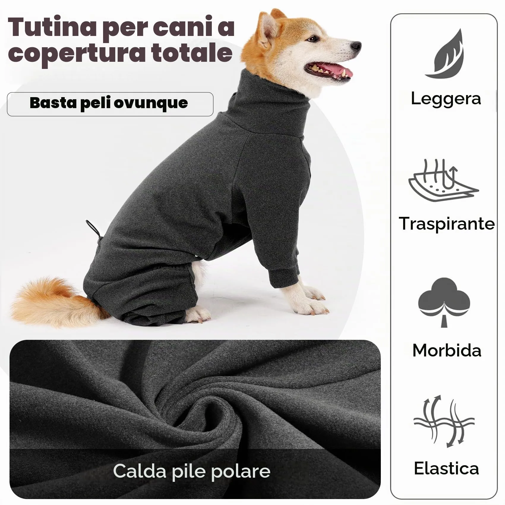 Dotoner Cappotti e giubbotti per cani giacca in pile Vestiti invernali per animali Pigiama invernale per cani caldo e antivento per cani di taglia piccola media e grande per interni ed esterni - immagine 4