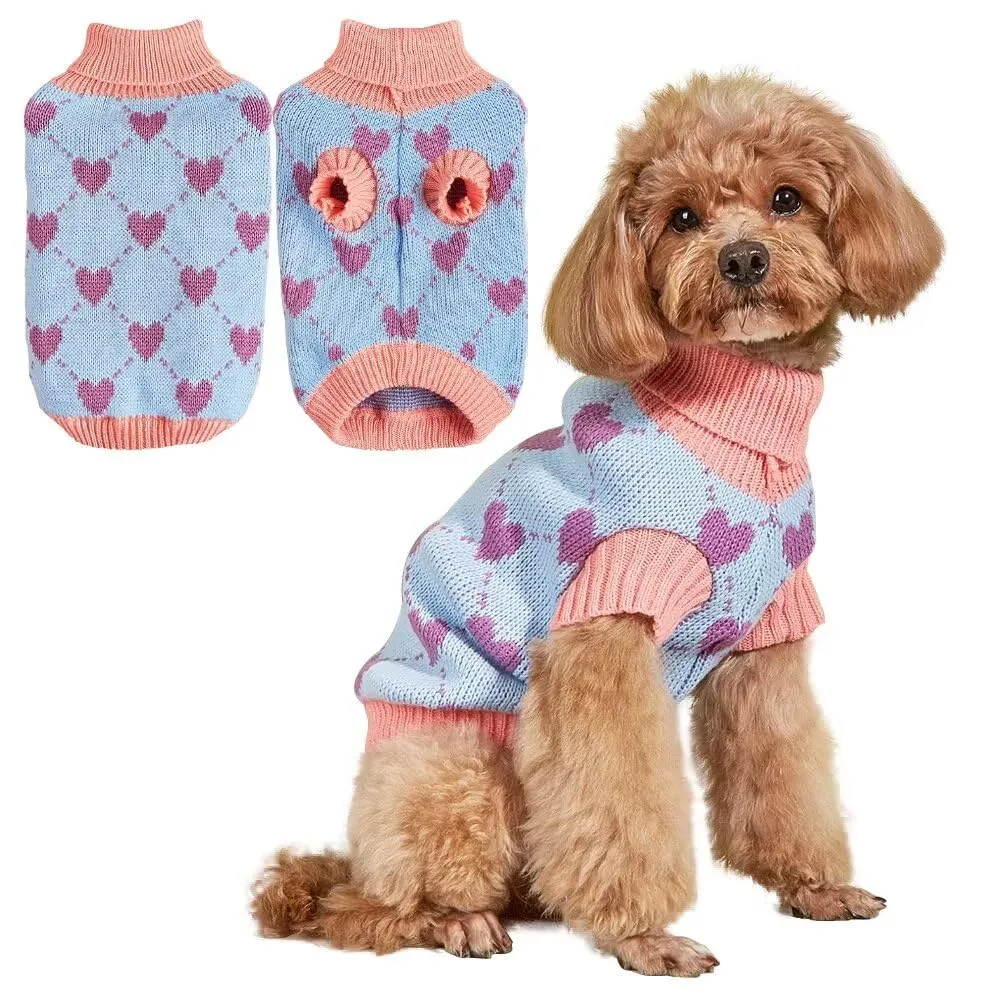 EASTLION Maglioni per Cani,Caldo Maglioncino per Cani,Maglione a Collo Alto per Cani,Cappotto Invernale più Caldo per Cani,Cucciolo di Cane,Gatto (M,Blu) - immagine 1
