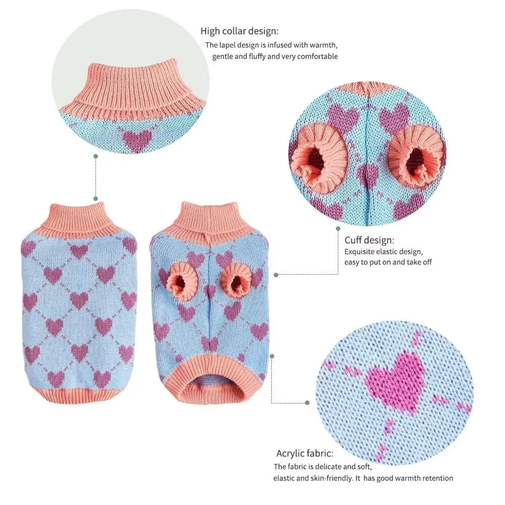 EASTLION Maglioni per Cani,Caldo Maglioncino per Cani,Maglione a Collo Alto per Cani,Cappotto Invernale più Caldo per Cani,Cucciolo di Cane,Gatto (M,Blu) - immagine 5