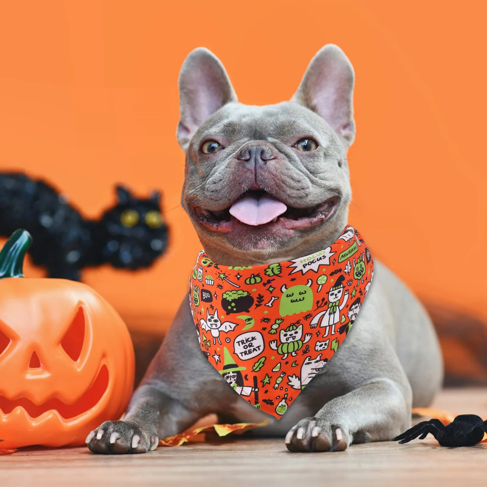4pz Bandana per Cani di Halloween, Carina Zucca Pipistrello Sciarpa per Cani di Halloween Bandana Animali di Halloween per Cani di Taglia Grande Media Piccola Gatti (Stile 2) - immagine 5