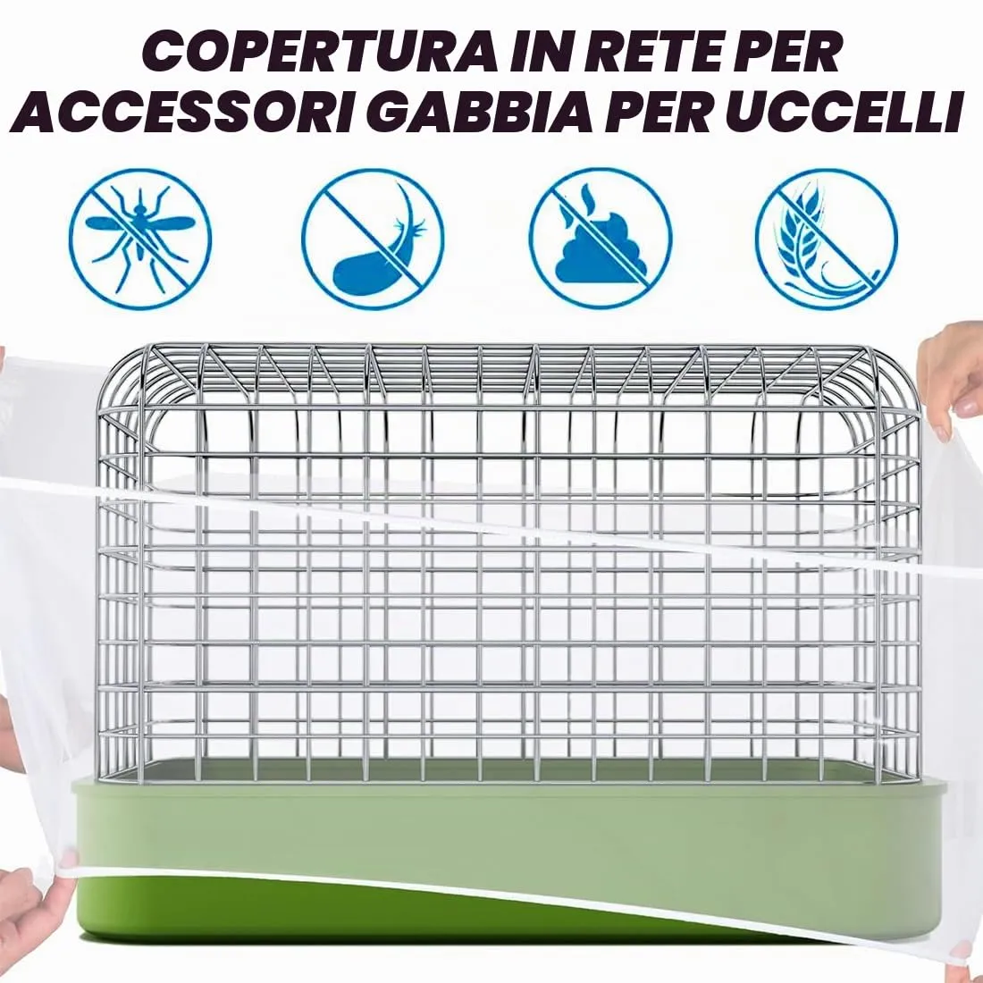 JEYORZY 1 pcs Copertura per Gabbia, coperture universali per gabbie per uccelli, Copertura per Gabbia di Uccelli in Rete di Nylon, Bird Cage Seed Catcher per Uccelli Pappagalli Ventilata e Antipolvere - immagine 2