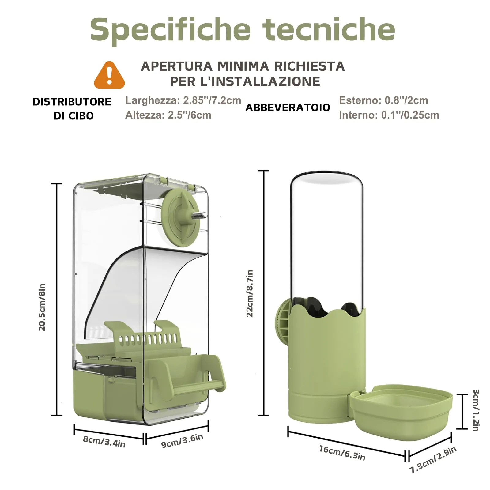 Mangiatoia automatica e distributore d'acqua per uccelli, mangiatoia per gabbia per uccelli con trespolo per parrocchetto canarino calopsitta fringuello (Verde) - immagine 2