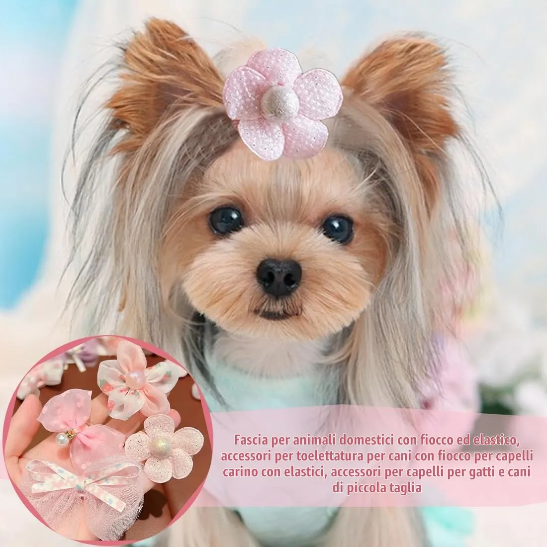 MIRKUZI Accessori pelo per cani 10 Pezzi Stili Misti Rosa Fiocco per Cani Fermagli per Capelli Piccoli Archi di Capelli del Cane Mollette per Cani Accessori per la Toelettatura Bellezza - immagine 3