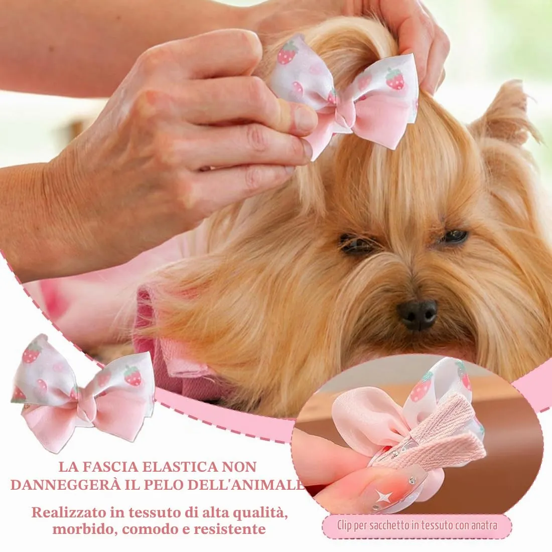 MIRKUZI Accessori pelo per cani 10 Pezzi Stili Misti Rosa Fiocco per Cani Fermagli per Capelli Piccoli Archi di Capelli del Cane Mollette per Cani Accessori per la Toelettatura Bellezza - immagine 5
