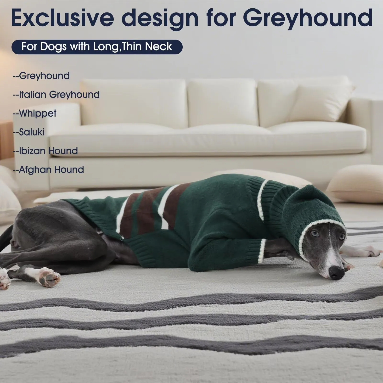 IECOii Cappotto per cani Whippet con copricapo, maglione pullover per levrieri, giacca in pile con collo alto per cani, abbigliamento a due zampe per Whippet, caldo maglione per levrieri italiani - immagine 5