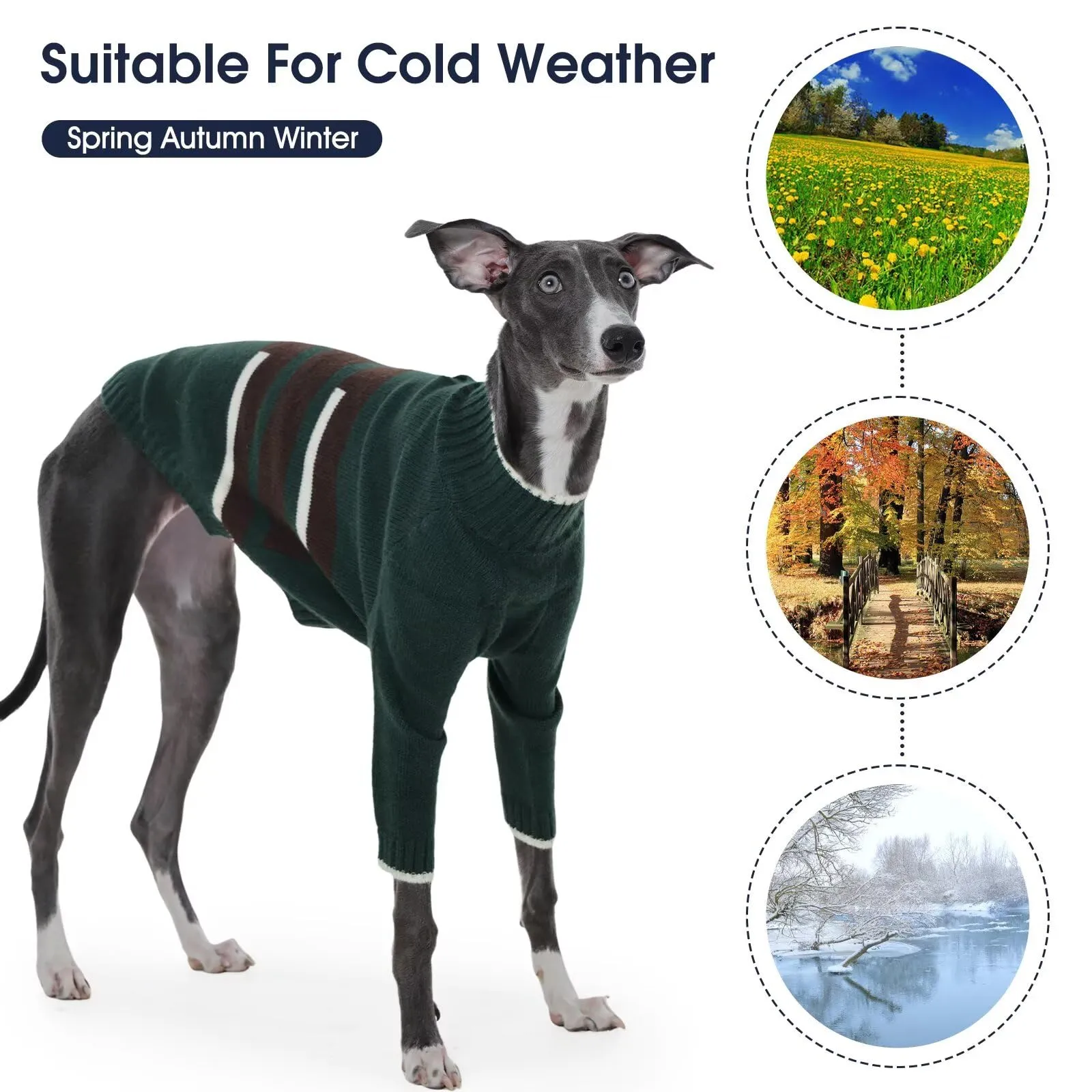 IECOii Cappotto per cani Whippet con copricapo, maglione pullover per levrieri, giacca in pile con collo alto per cani, abbigliamento a due zampe per Whippet, caldo maglione per levrieri italiani - immagine 7
