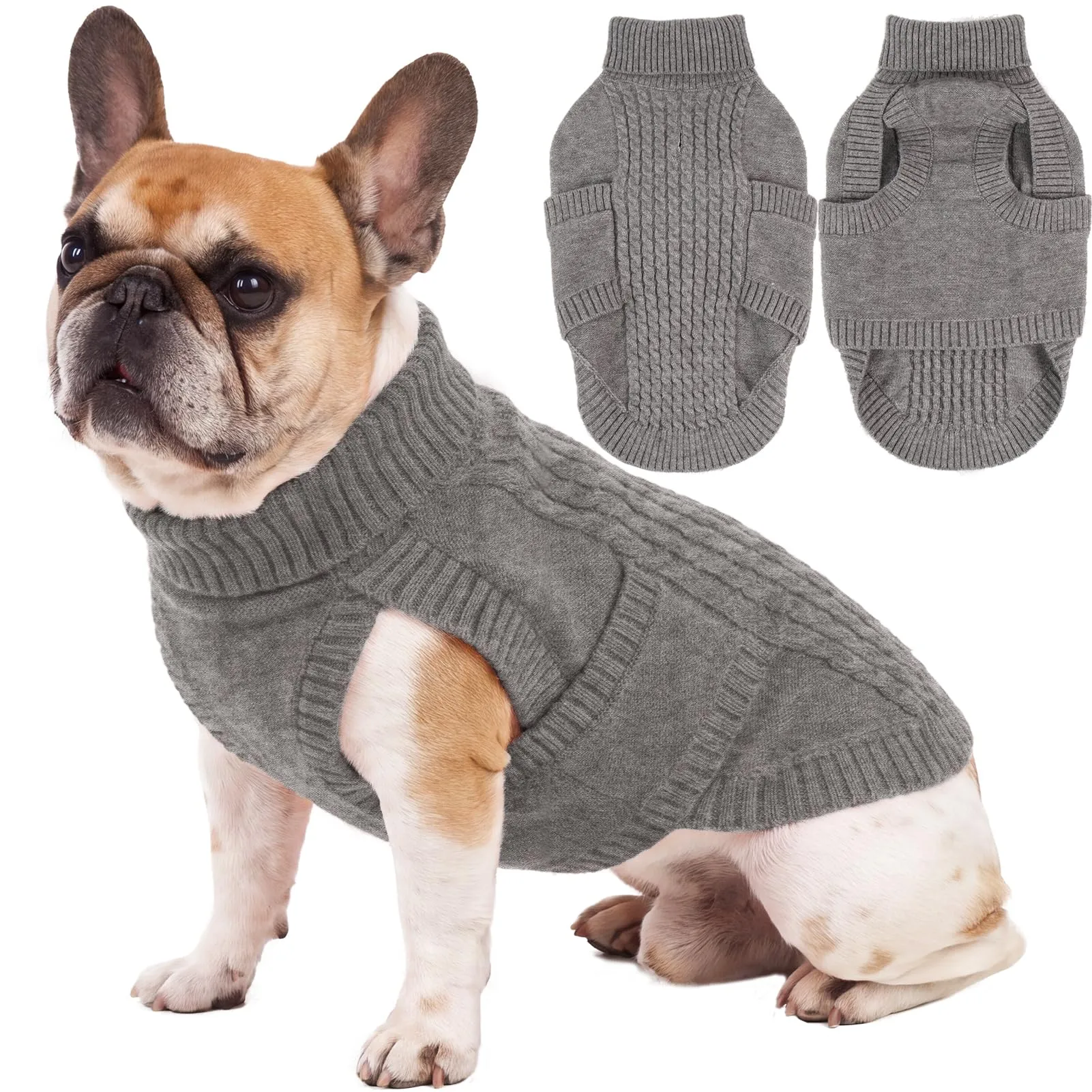 Hjumarayan Maglione minimalista per cani, lavorato a maglia, morbido, con collo alto, con foro per imbracatura, per passeggiate autunnali e invernali, comodo maglione per cani e ragazze, Cocker - immagine 1