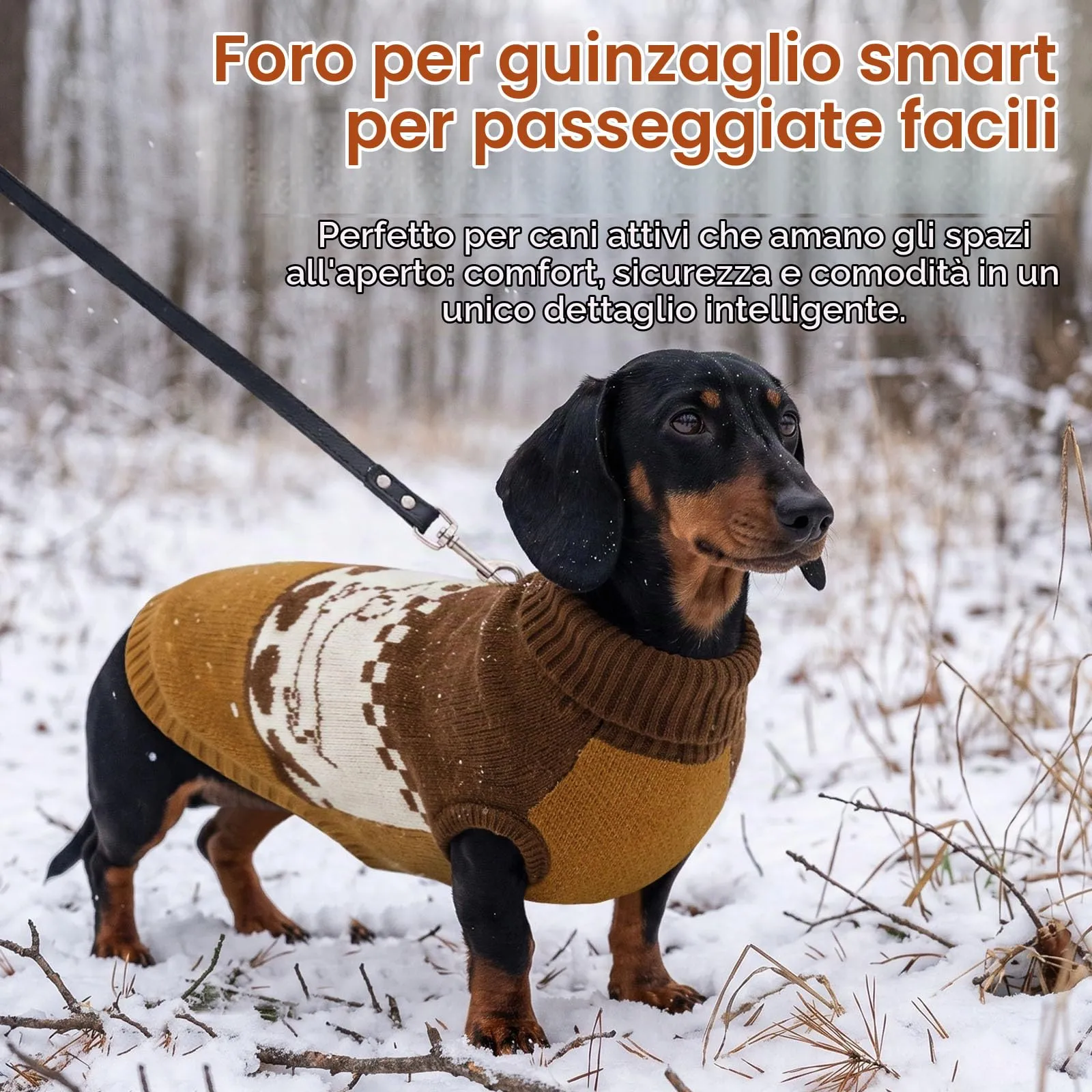 CITÉTOILE Maglione per Cani a Maglia Motivo Bassotto Marrone XS - immagine 5