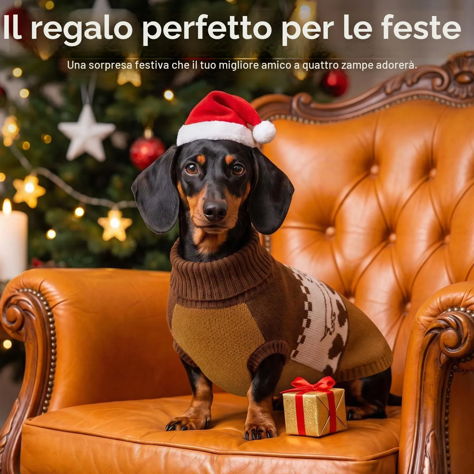 CITÉTOILE Maglione per Cani a Maglia Motivo Bassotto Marrone XS - immagine 6