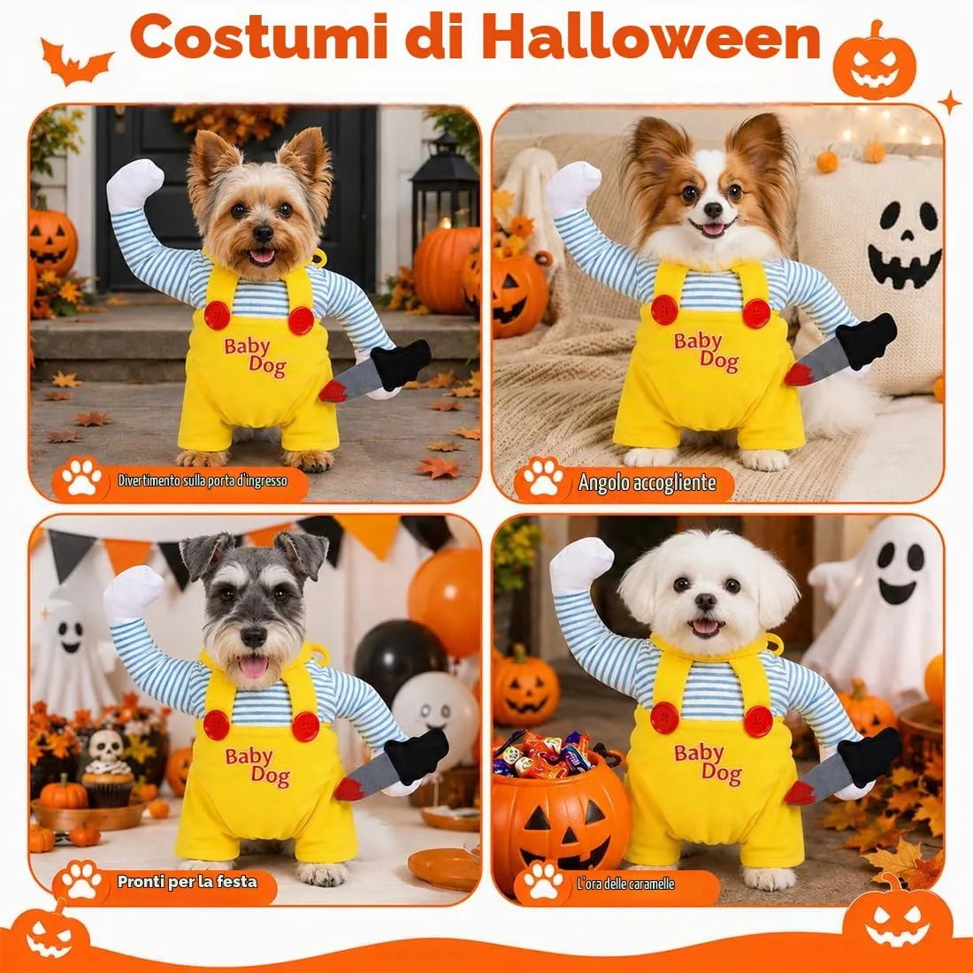 FCPEAG Costume Cane,Cane Awful Costumes,Costume Di Halloween Per Cani,Costumi Per Cani Divertenti Per Halloween,Cosplay,Natale e Feste(M) - immagine 6