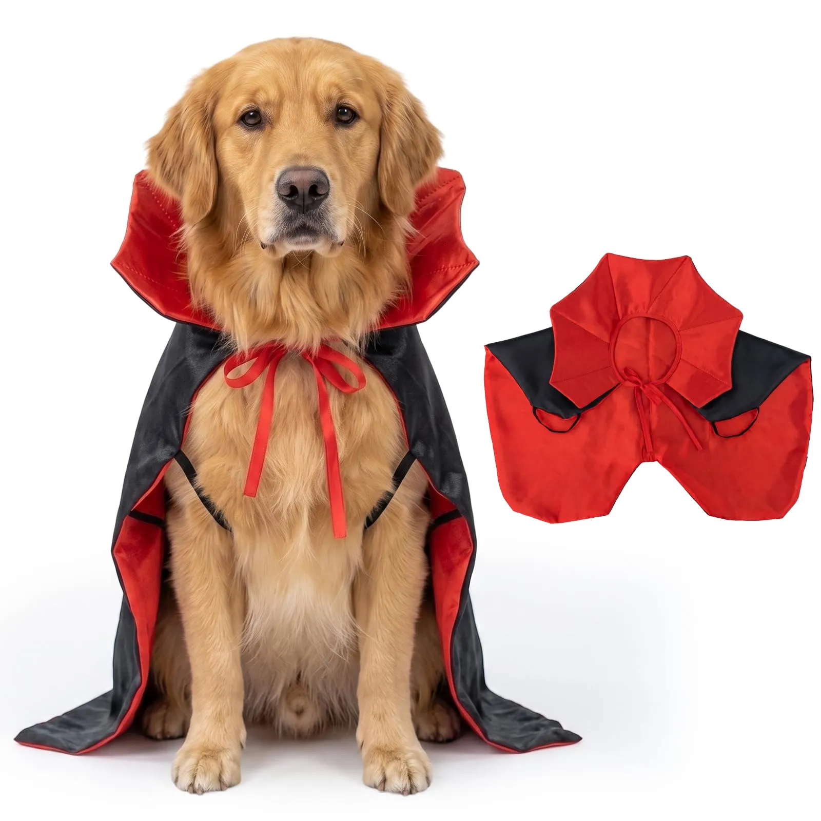 QEEYON Mantello da Vampiro - Costume di Halloween per Cani e Gatti, L - immagine 1