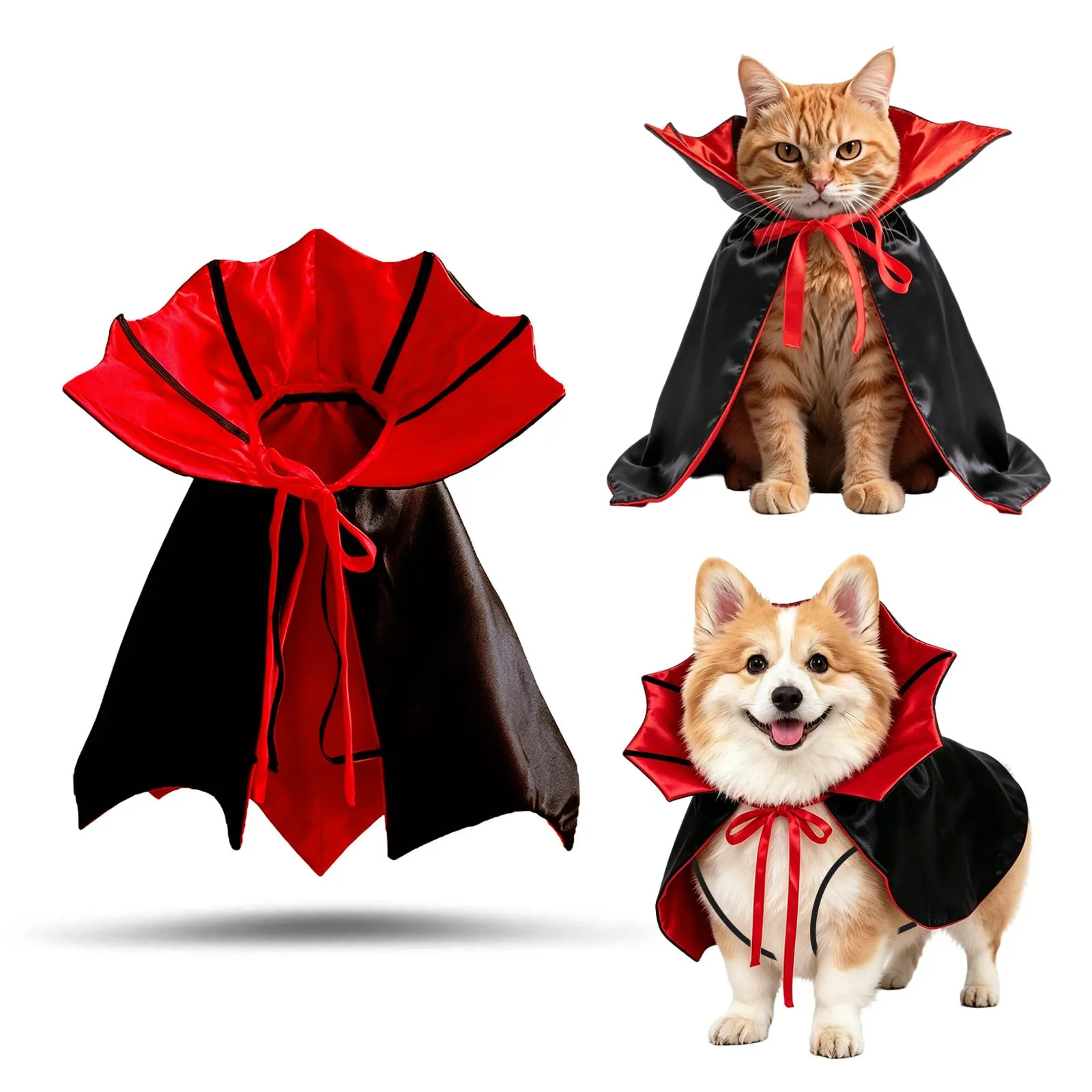 KASESSS Mantello da Vampiro per Cane Gatto, Reversibile Vestiti per Gatti - immagine 1