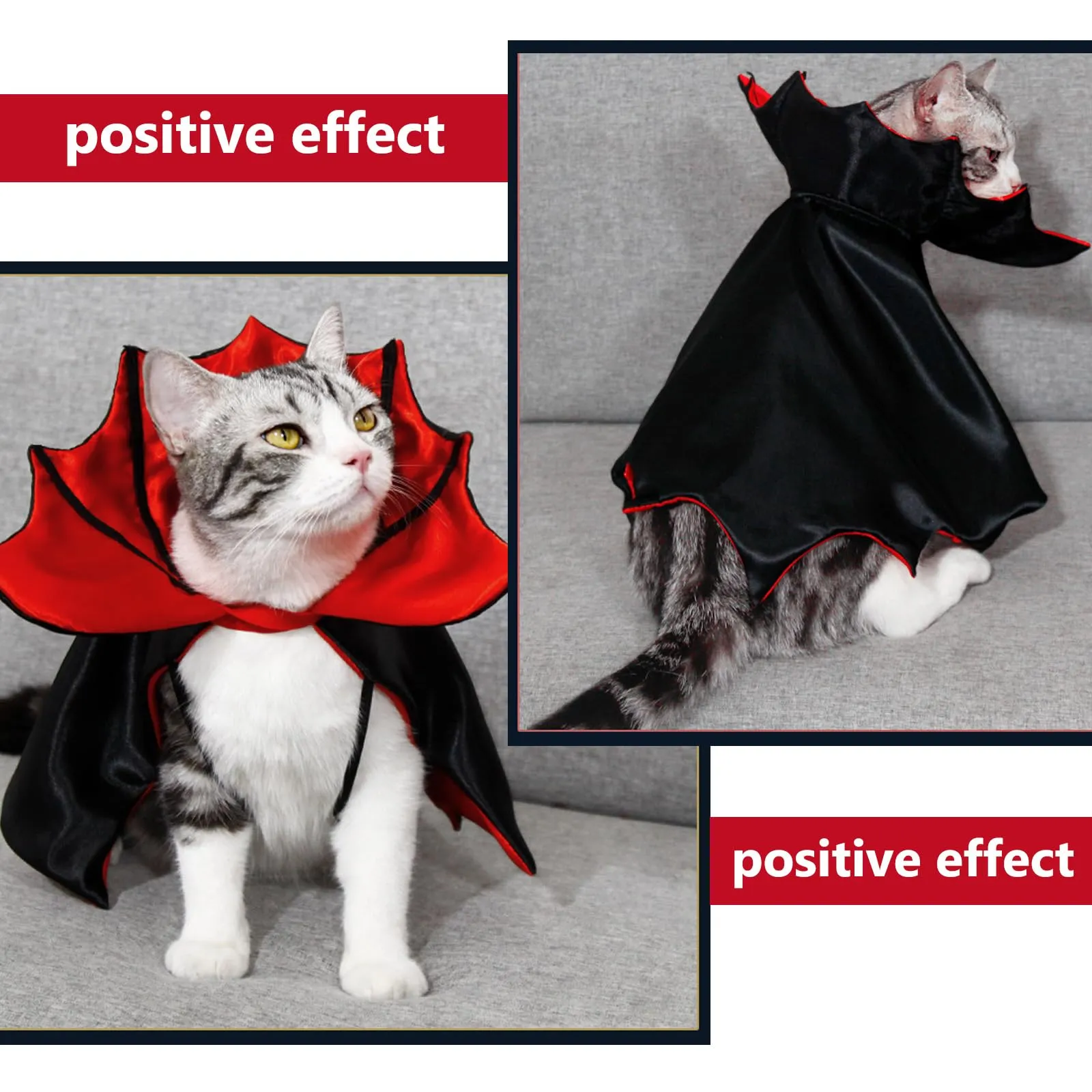 KASESSS Mantello da Vampiro per Cane Gatto, Reversibile Vestiti per Gatti - immagine 4