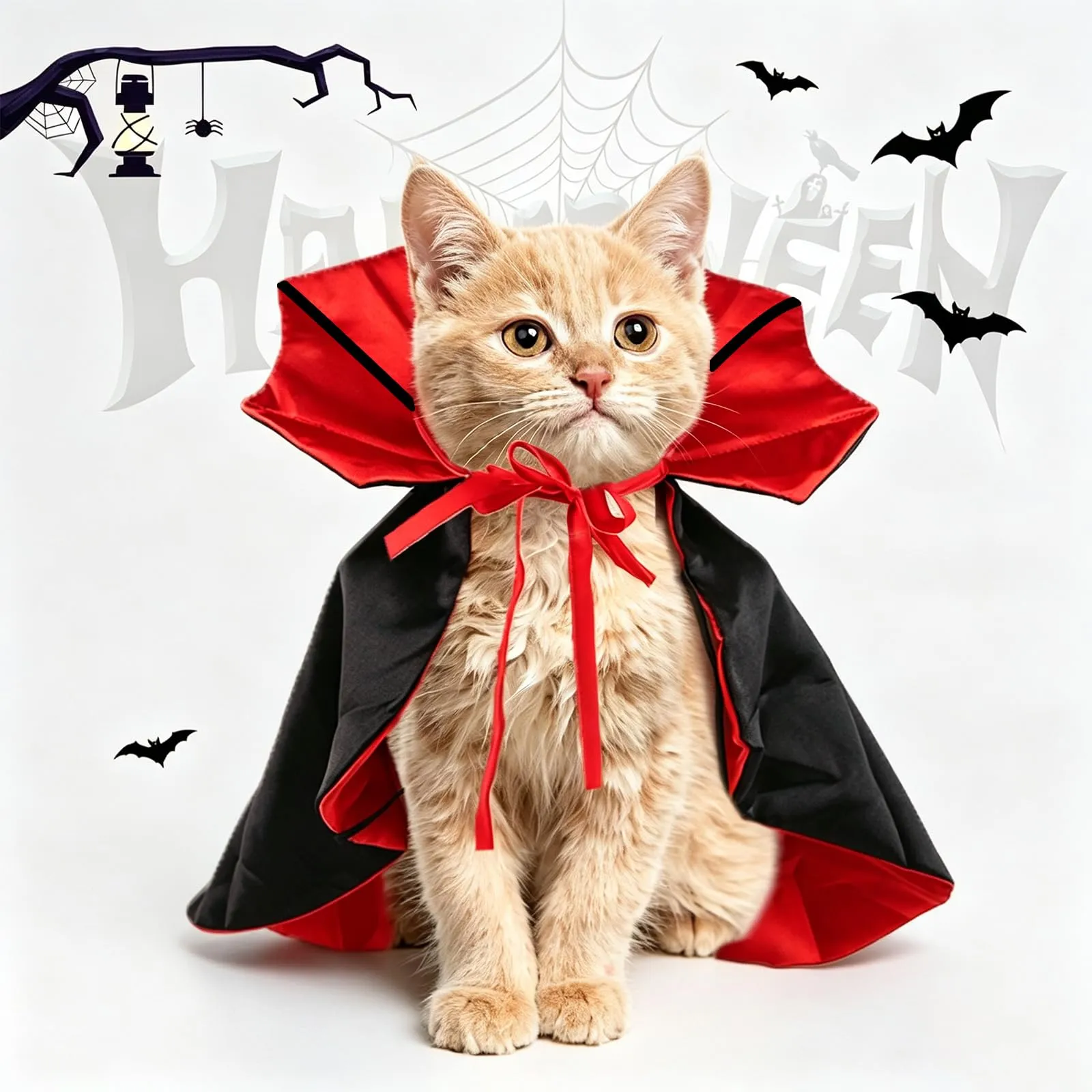 KASESSS Mantello da Vampiro per Cane Gatto, Reversibile Vestiti per Gatti - immagine 5