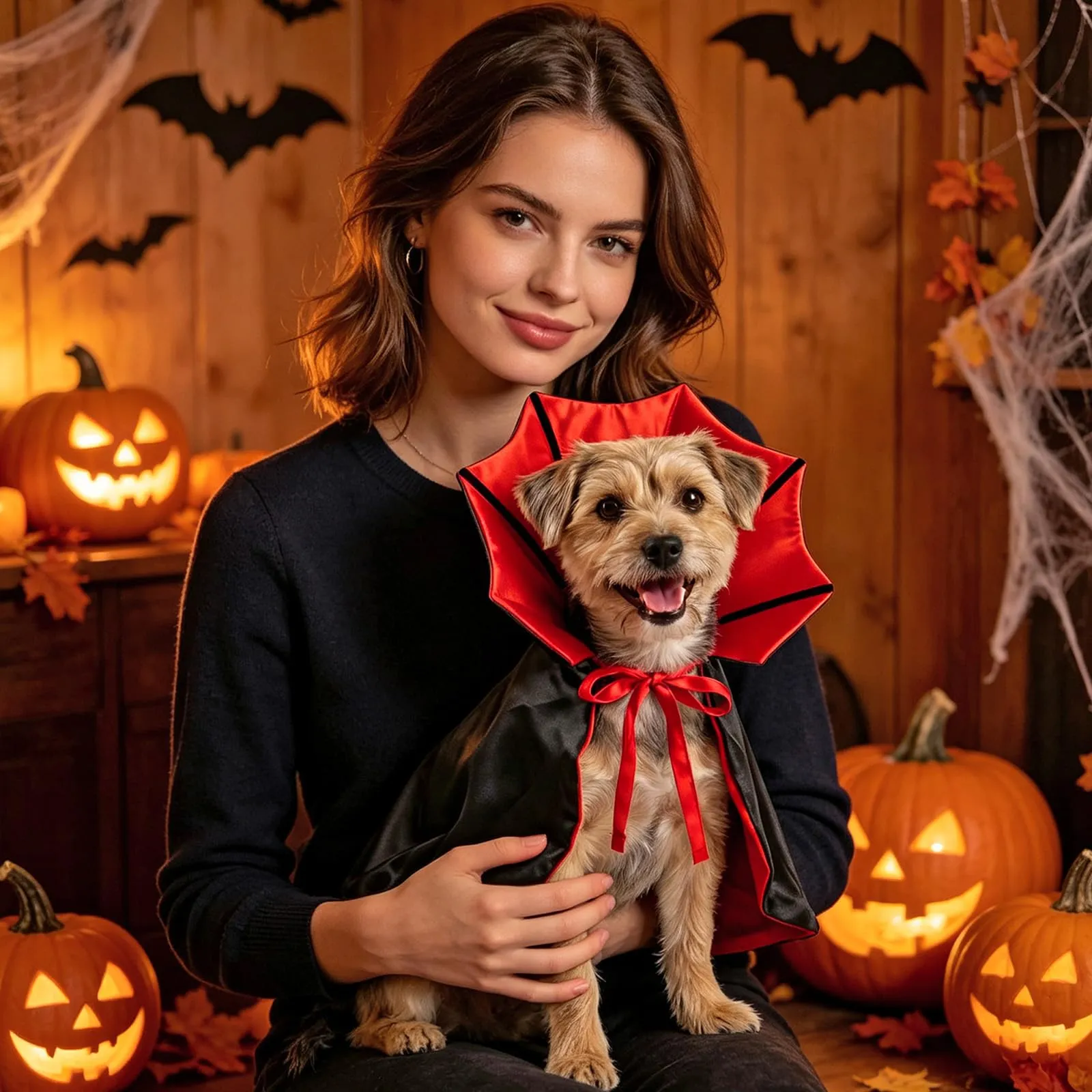 KASESSS Mantello da Vampiro per Cane Gatto, Reversibile Vestiti per Gatti - immagine 6