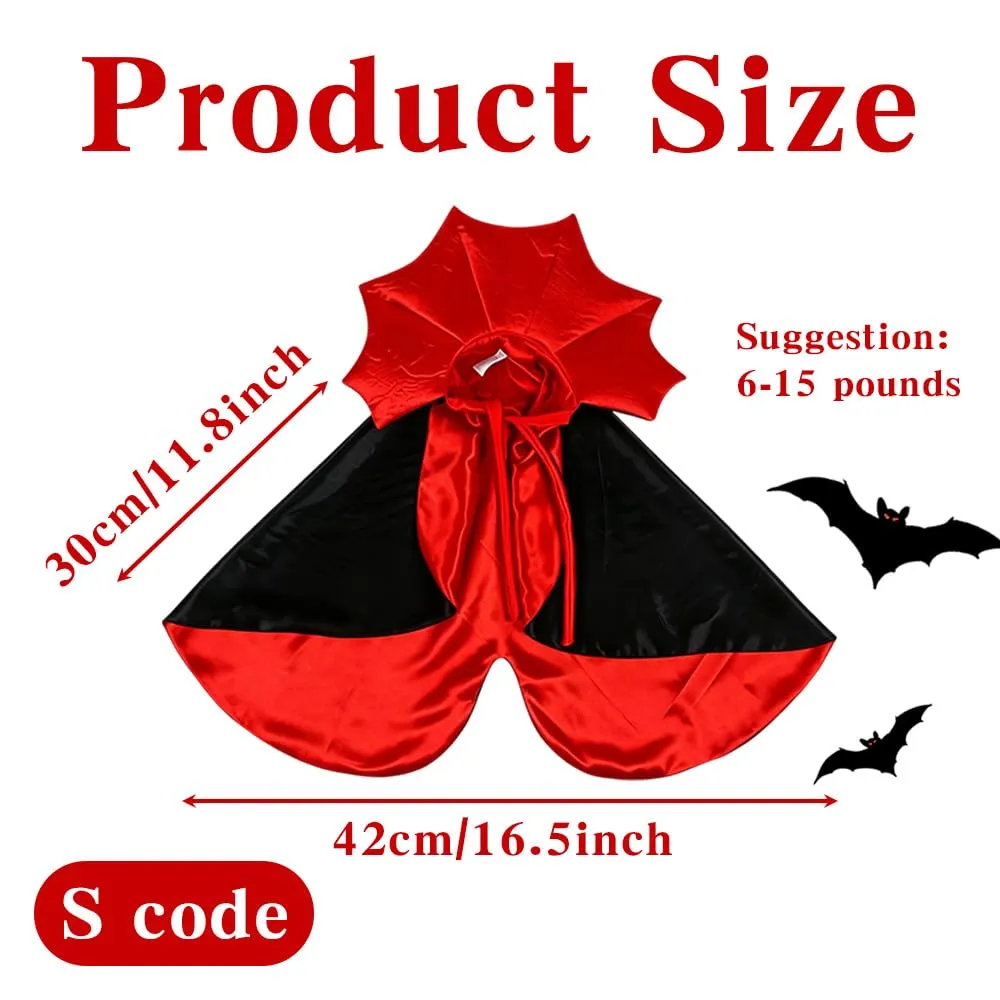 Costume Halloween Mantello Vampiro per Animali, Mantello Diavolo Cane Gatto Collo Alto, Vestito Poliestere per Piccolo Cane Gatto Festa Halloween Cosplay - immagine 2