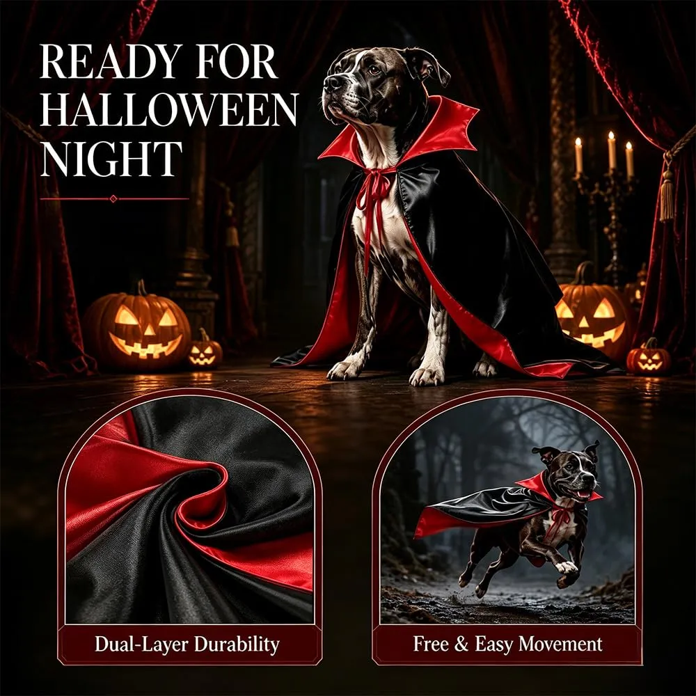 Costume Halloween Mantello Vampiro per Animali, Mantello Diavolo Cane Gatto Collo Alto, Vestito Poliestere per Piccolo Cane Gatto Festa Halloween Cosplay - immagine 5