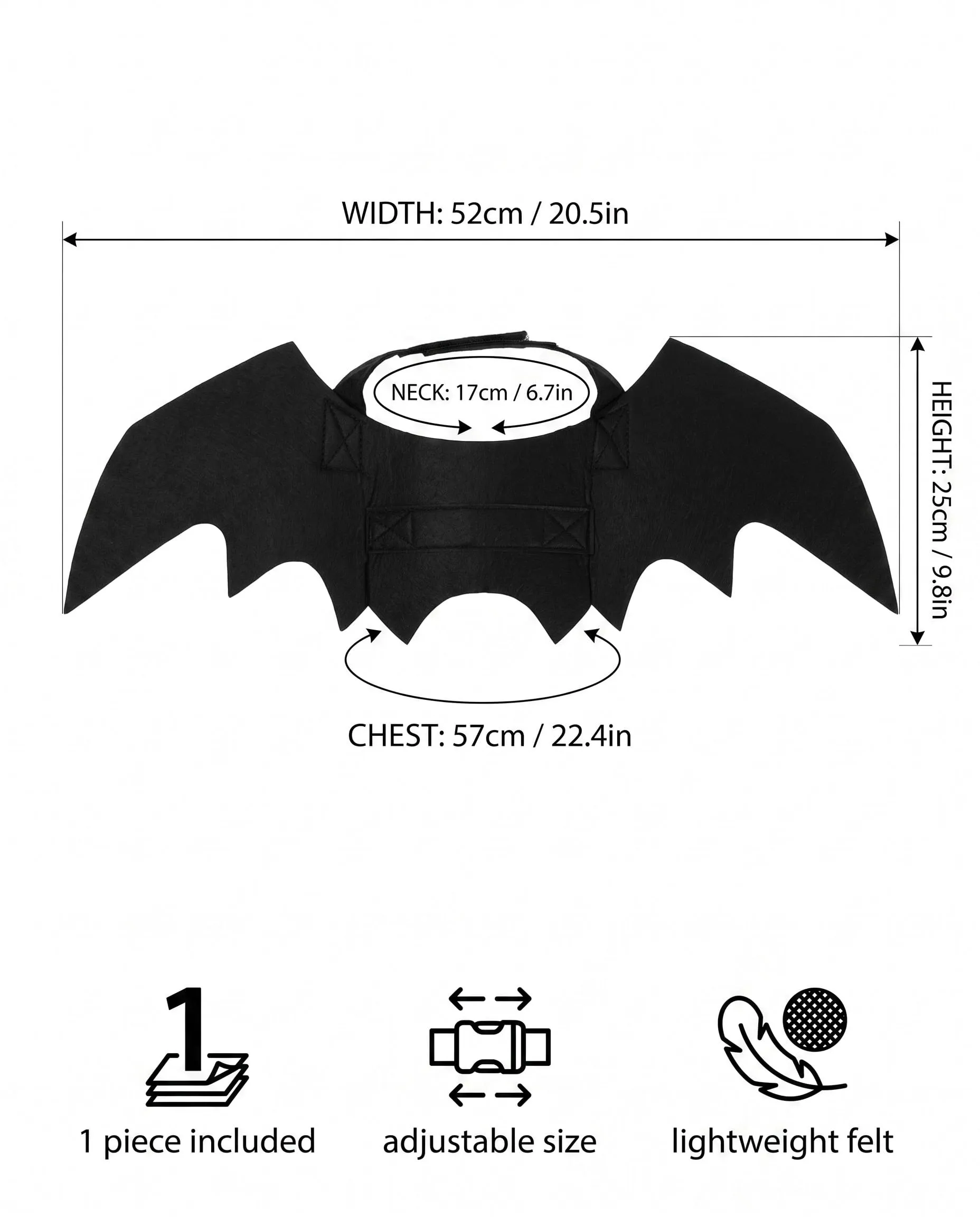 GBEDFO Costume Da Pipistrello Gatto Con Ali Medio, Costume Halloween Per Gatti E Gattini, Ali Di Pipistrello Per Gatto Cosplay, Vestito Nero Facile Da Indossare Per Festa Halloween - immagine 7