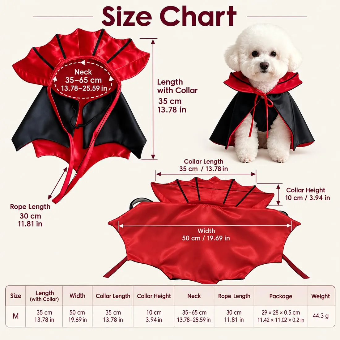 LYEGJT Costume Halloween Gatto, Mantello Rosso Da Pipistrello,Taglia M,Per Feste Con Animali Domestici - immagine 2