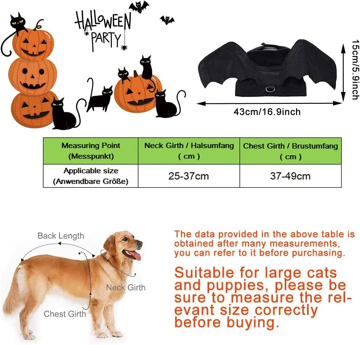 Costume Halloween per Cani Taglia Piccola, Ali Pipistrello da Chihuahua - immagine 6