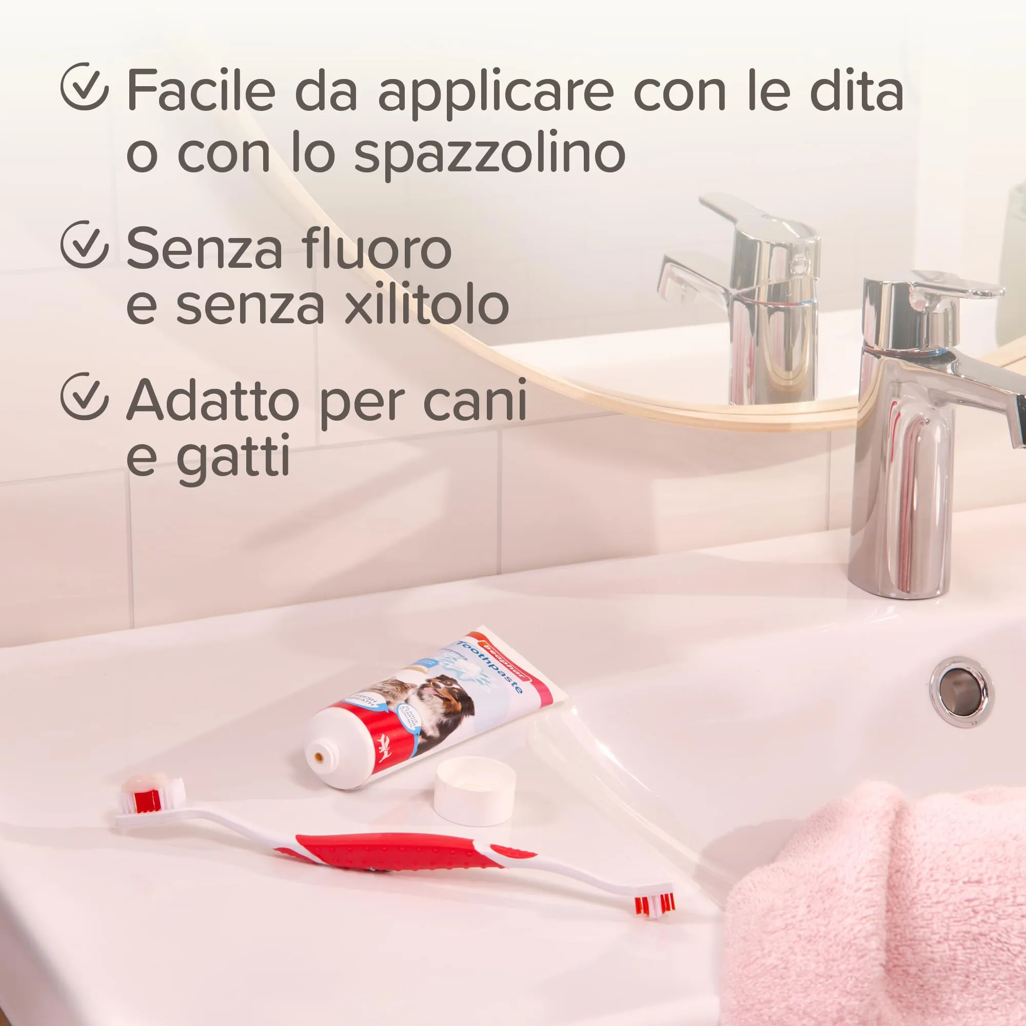 Beaphar, Dentifricio per Cani e Gatti, Protezione Completa Anti-Placca e Anti-Tartaro, Aromatizzato al Fegato, Uso Quotidiano, 100 g - immagine 4