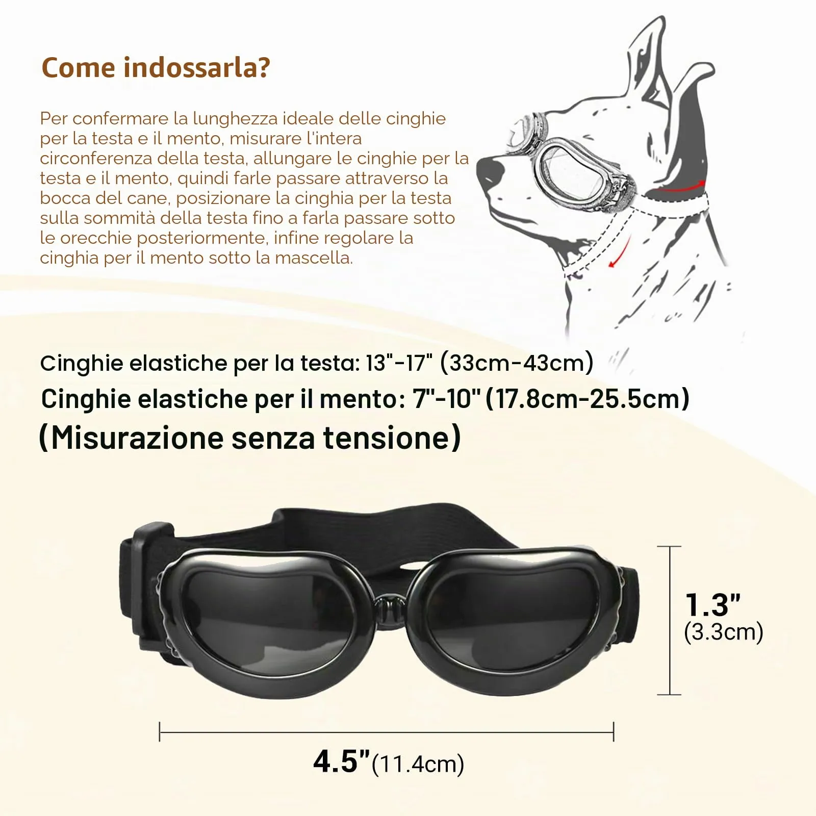 Enjoying Occhiali da Sole per Cucciolo Moto, Occhiali per Cani Taglia Piccola, Gatti Adulti Occhiali Cane, Protezione UV, Regolabile, Nero - immagine 5