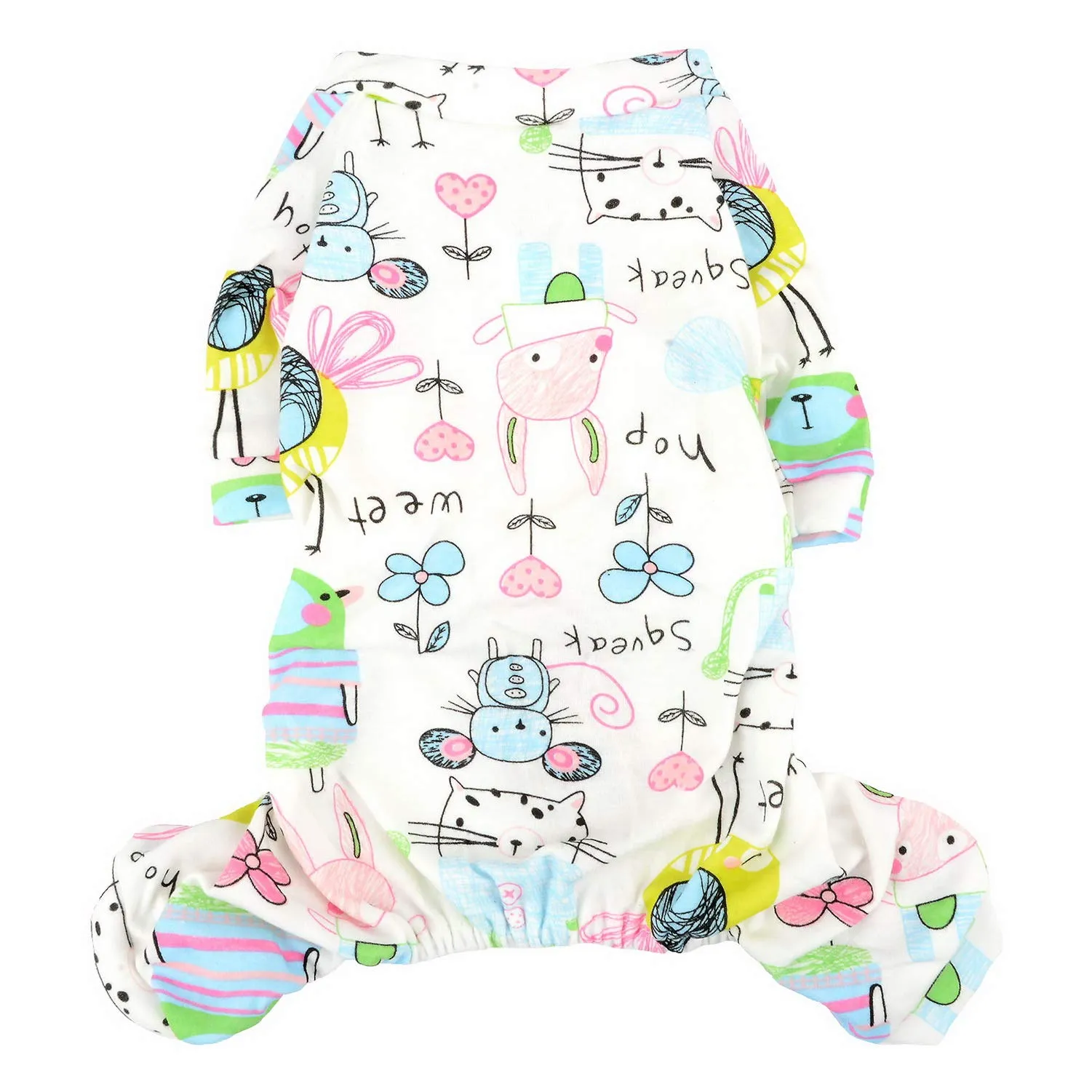 Zunea - Tuta per cani di piccola taglia, in cotone, motivo papere, copre le quattro zampe, unisex, per cani, gatti altri piccoli animali domestici - immagine 5