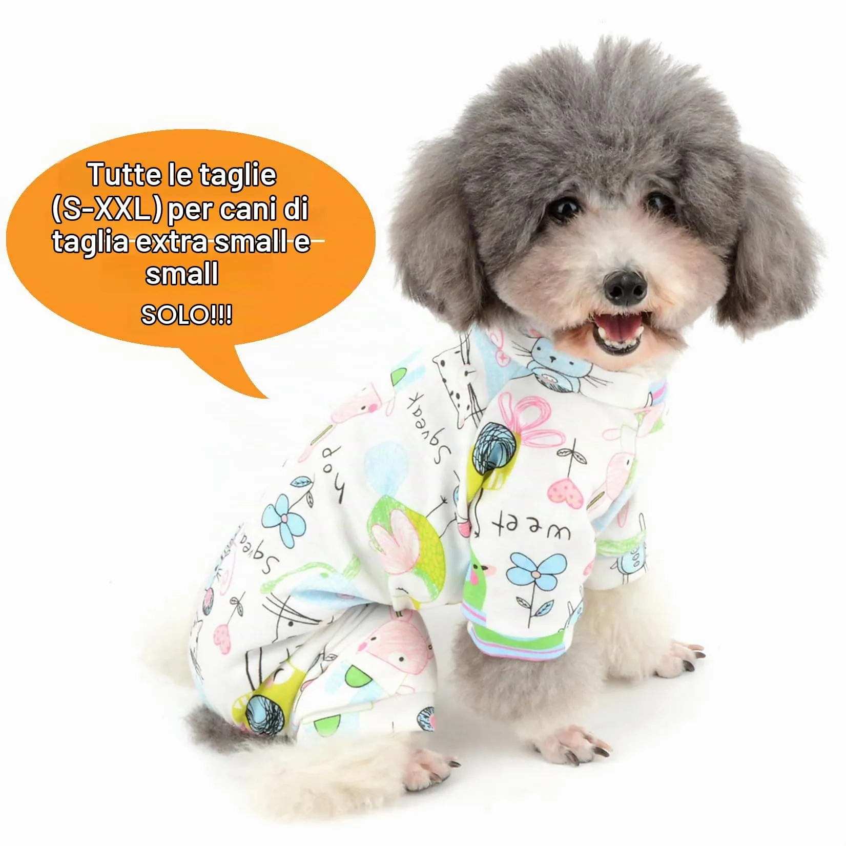 Zunea - Tuta per cani di piccola taglia, in cotone, motivo papere, copre le quattro zampe, unisex, per cani, gatti altri piccoli animali domestici - immagine 2
