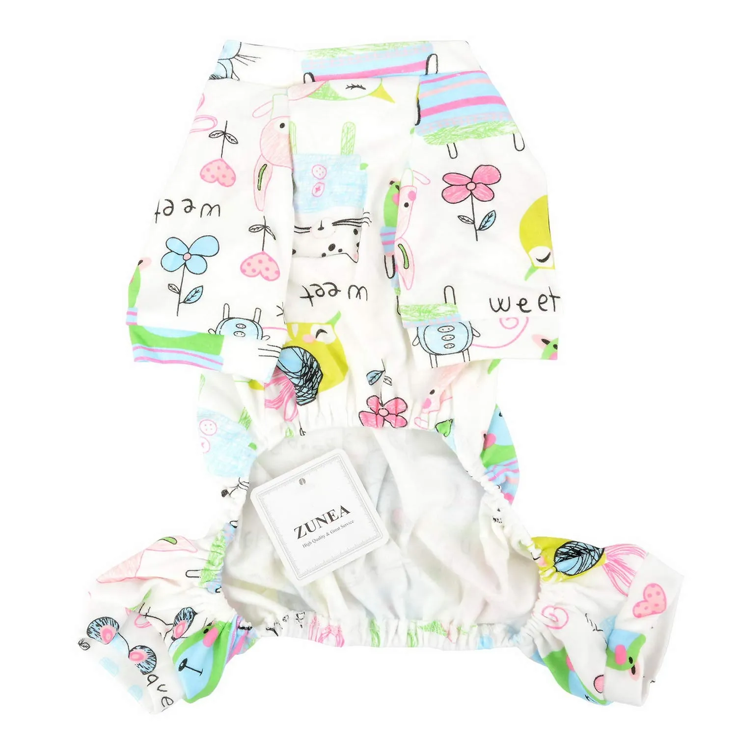 Zunea - Tuta per cani di piccola taglia, in cotone, motivo papere, copre le quattro zampe, unisex, per cani, gatti altri piccoli animali domestici - immagine 6