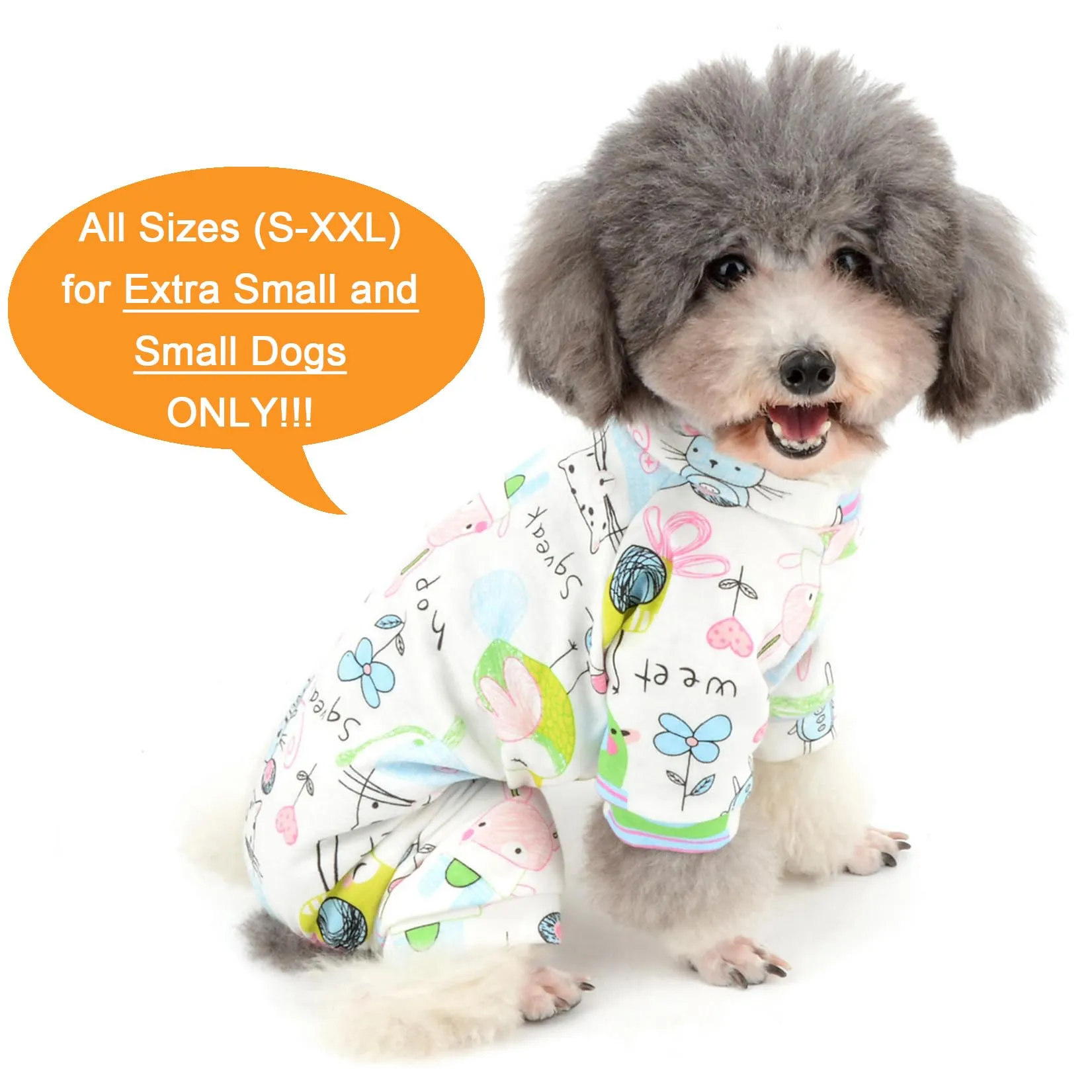 Zunea - Tuta per cani di piccola taglia, in cotone, motivo papere, copre le quattro zampe, unisex, per cani, gatti altri piccoli animali domestici - immagine 2